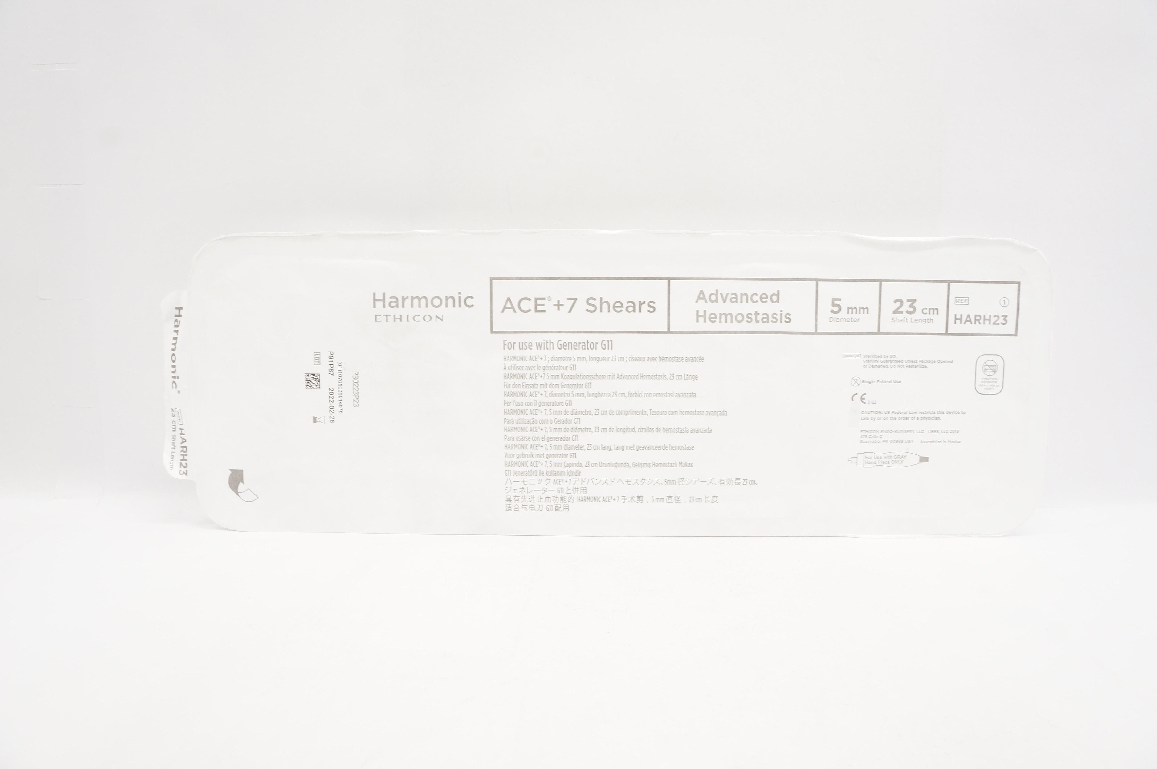 Ethicon HARH23 Harmonic ACE+7 Shears with Advanced Hemostasis 5mm x 23cm (x)