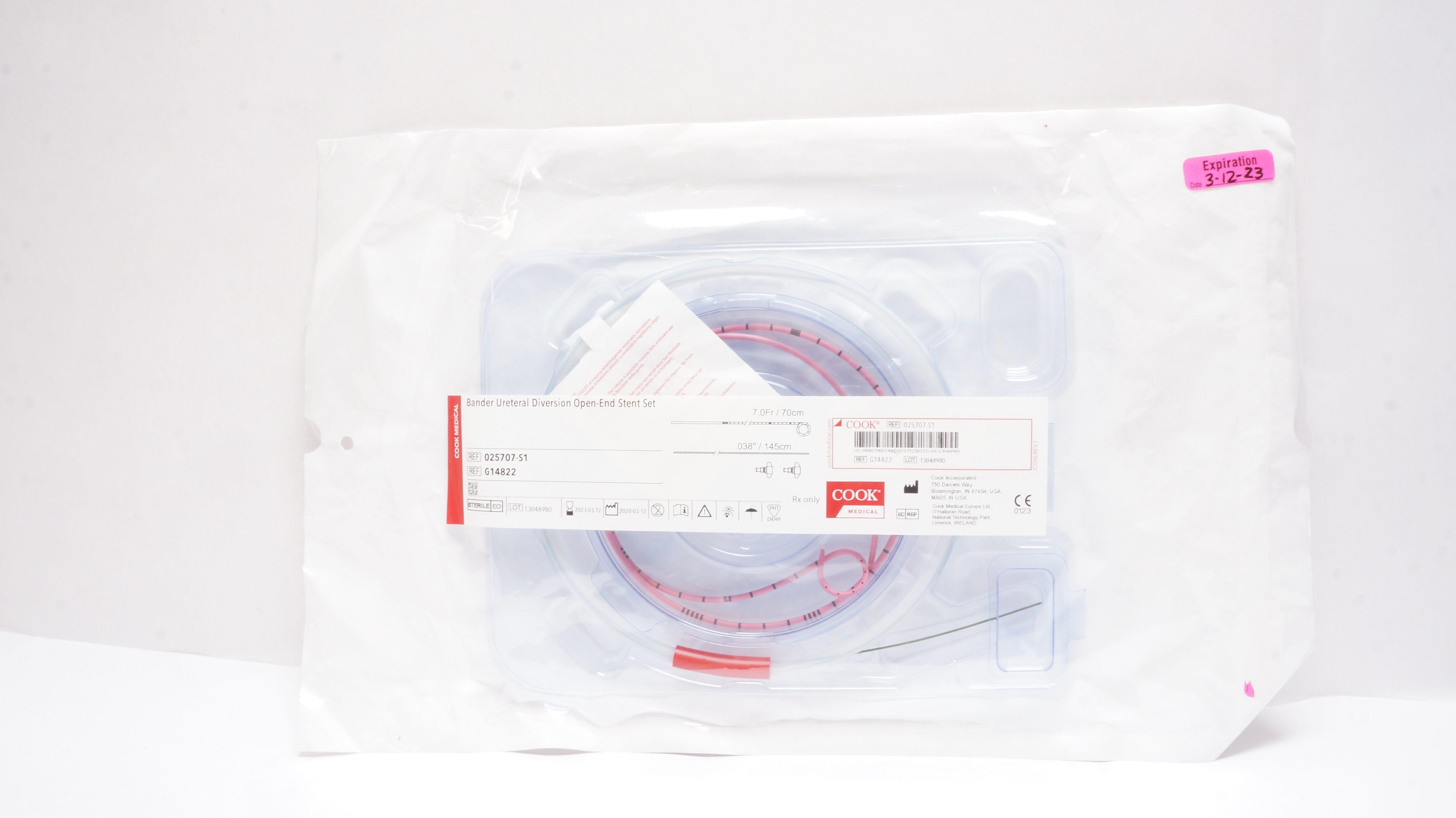 Cook Medical G14822 Bander Ureteral Diversion Open-End Stent Set 7Fr x 038In (x)