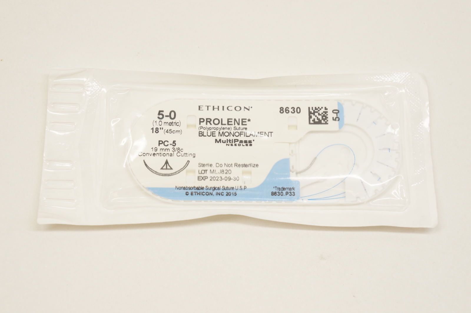 Ethicon 8630 5-0 PROLENE Stre PC-5, 19mm 3/8c, Conventional Cutting, 18inch