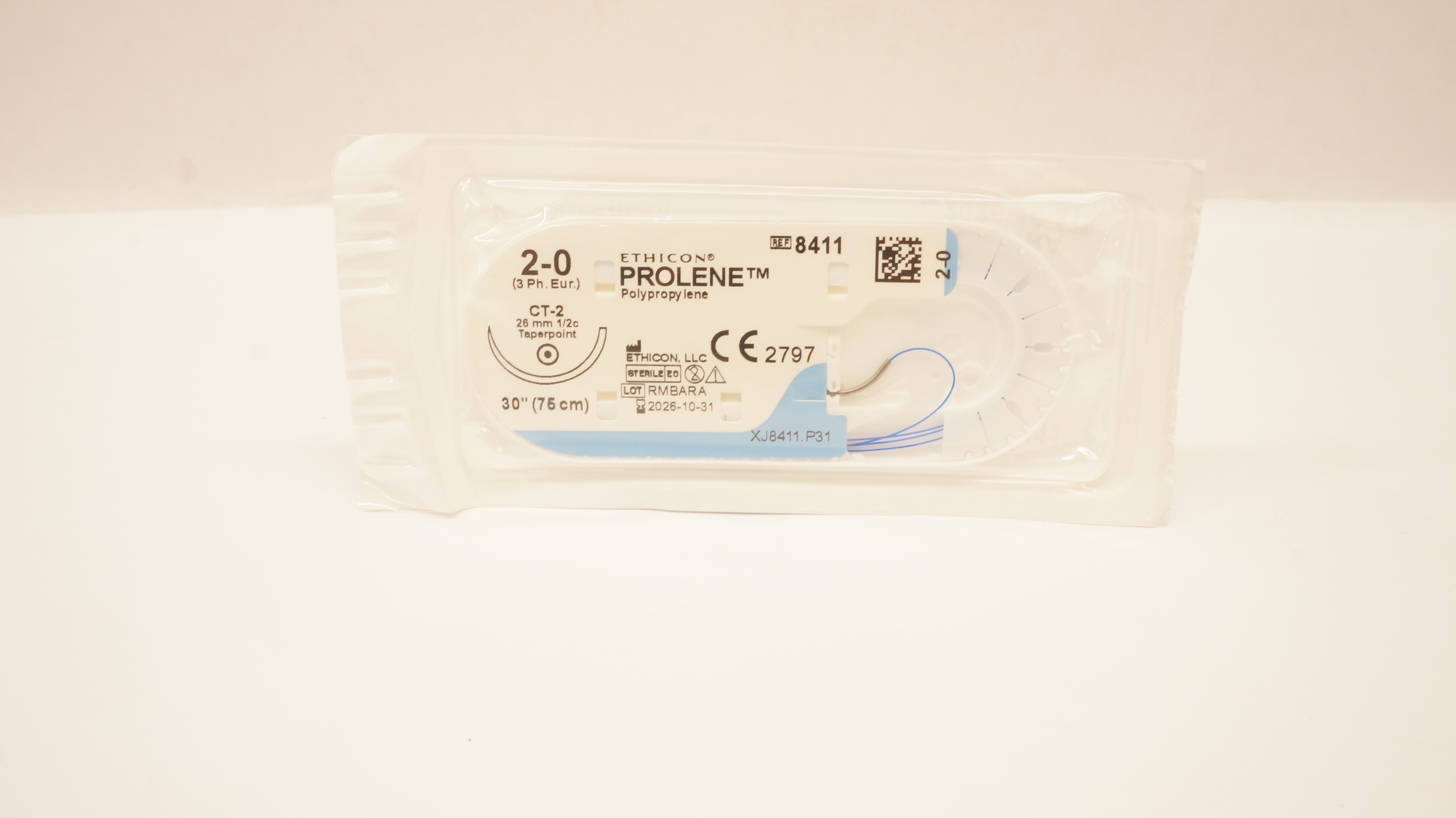 Ethicon 8411 2-0 PROLENE Polypropylene Stre CT-2 26mm 1/2c Taperpoint, 30inch