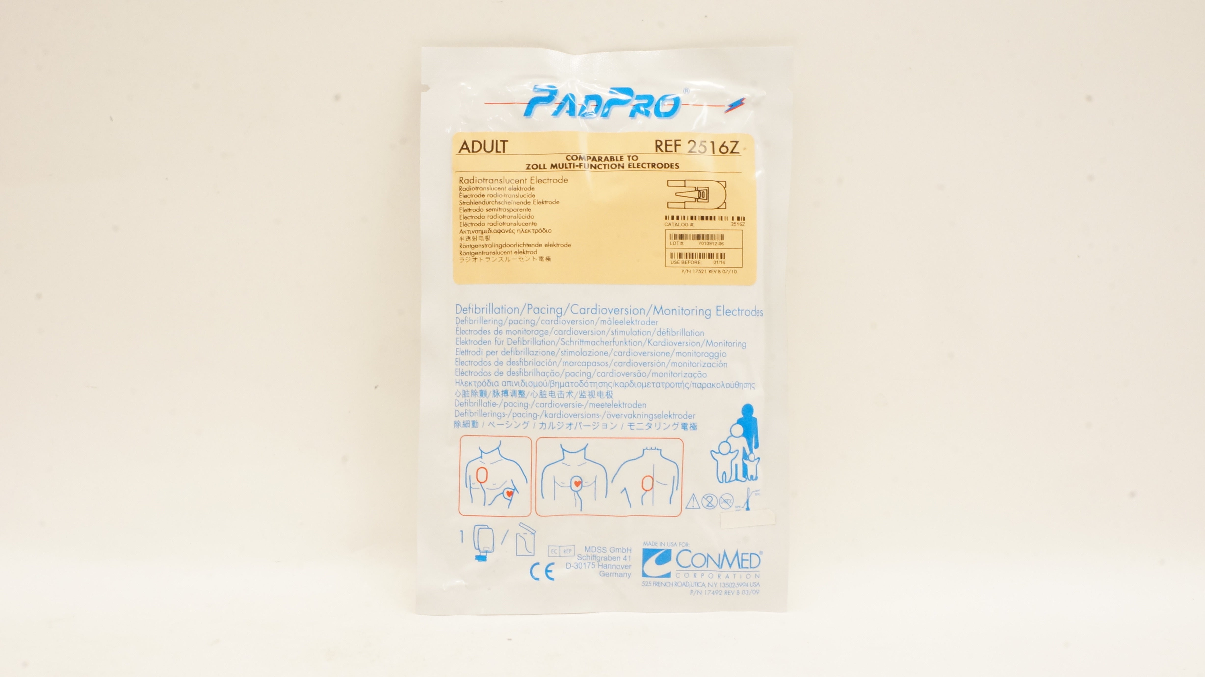 ConMed 2516Z PadPro Radiotranslucent Electrode Adult (x)