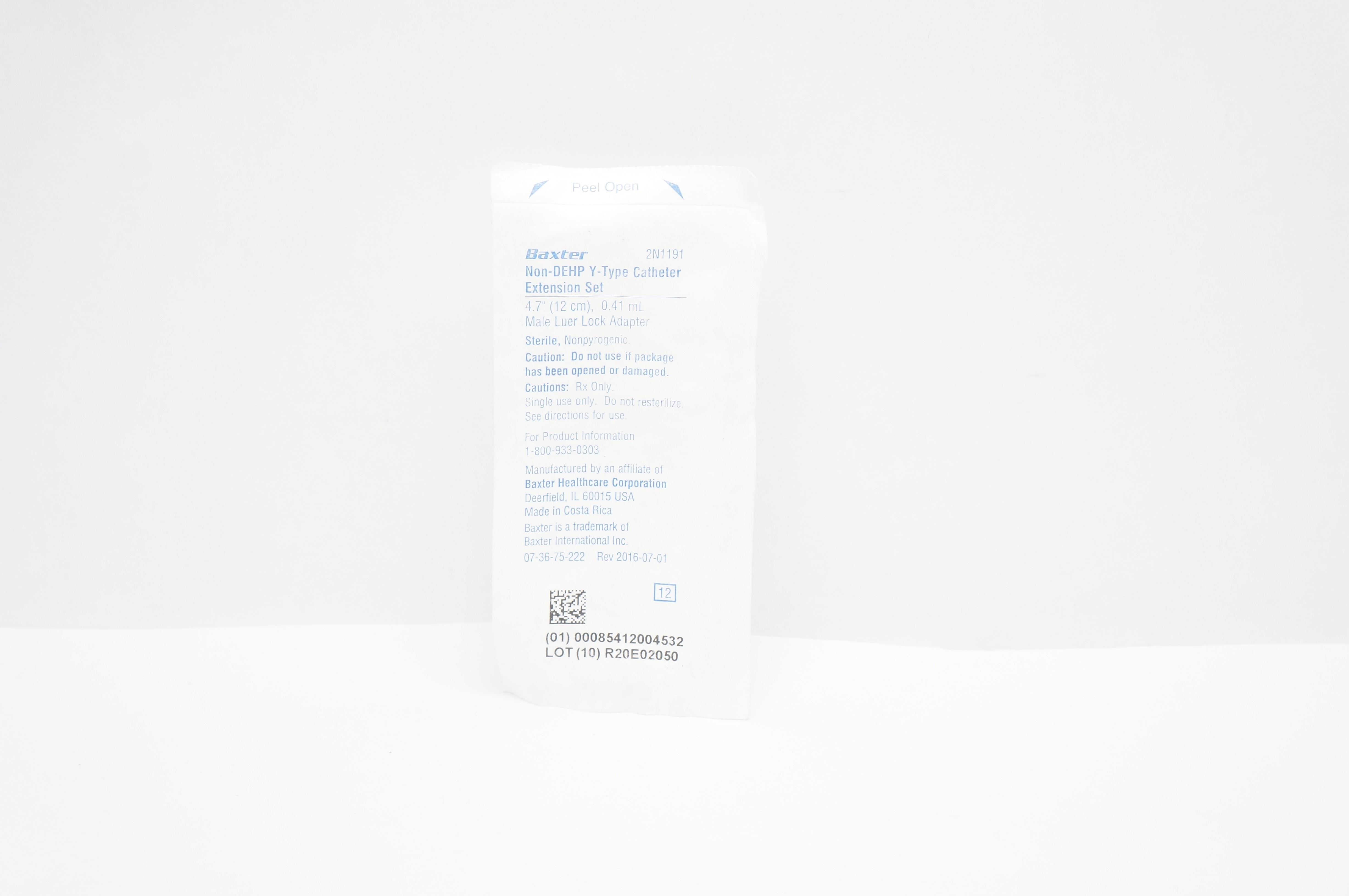 Baxter 2N1191 Non-DEHP Y-Type Cath. Extension Set 4.7 inch x 0.41 mL