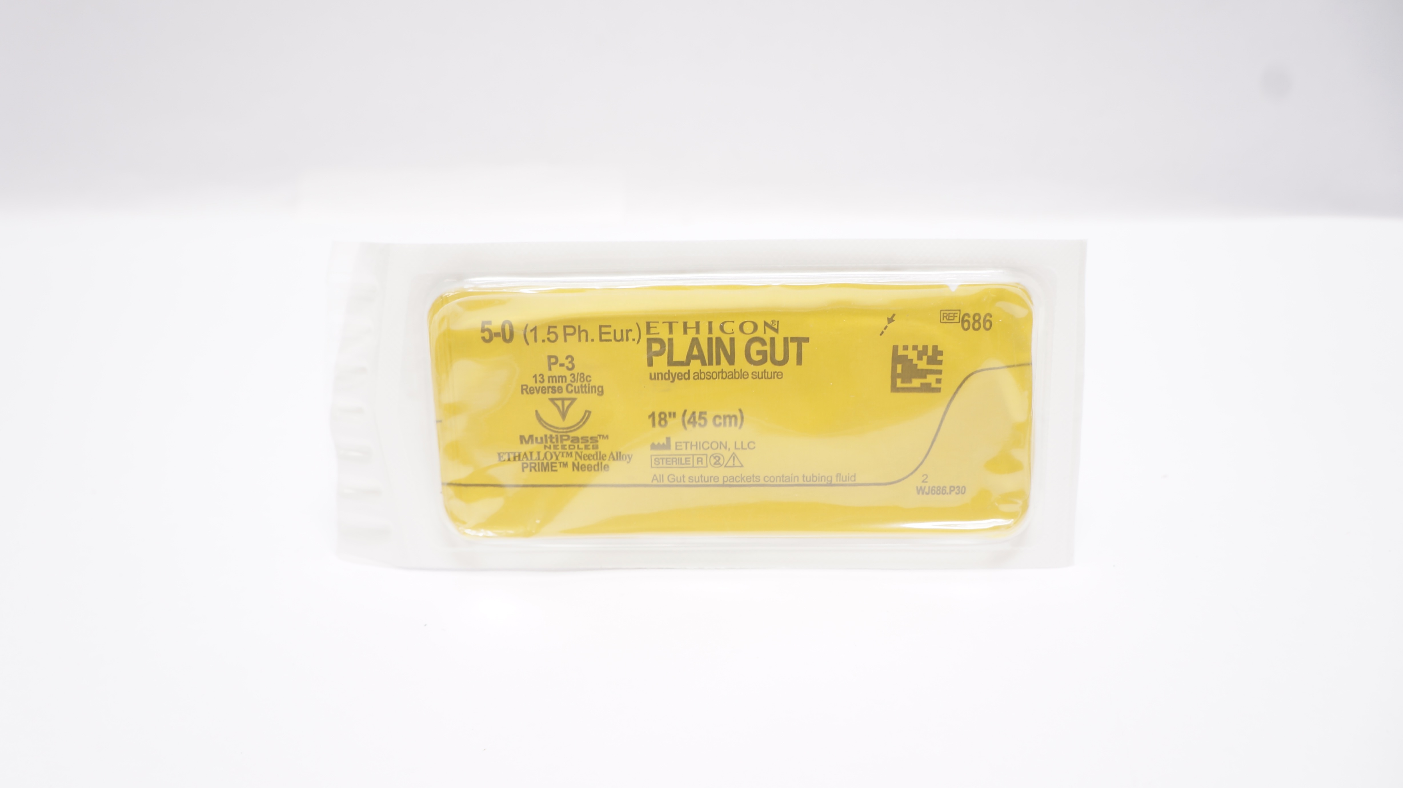 Ethicon 686 5-0 Plain Gut, P-3, 13mm 3/8c  Reverse Cutting, 18inch