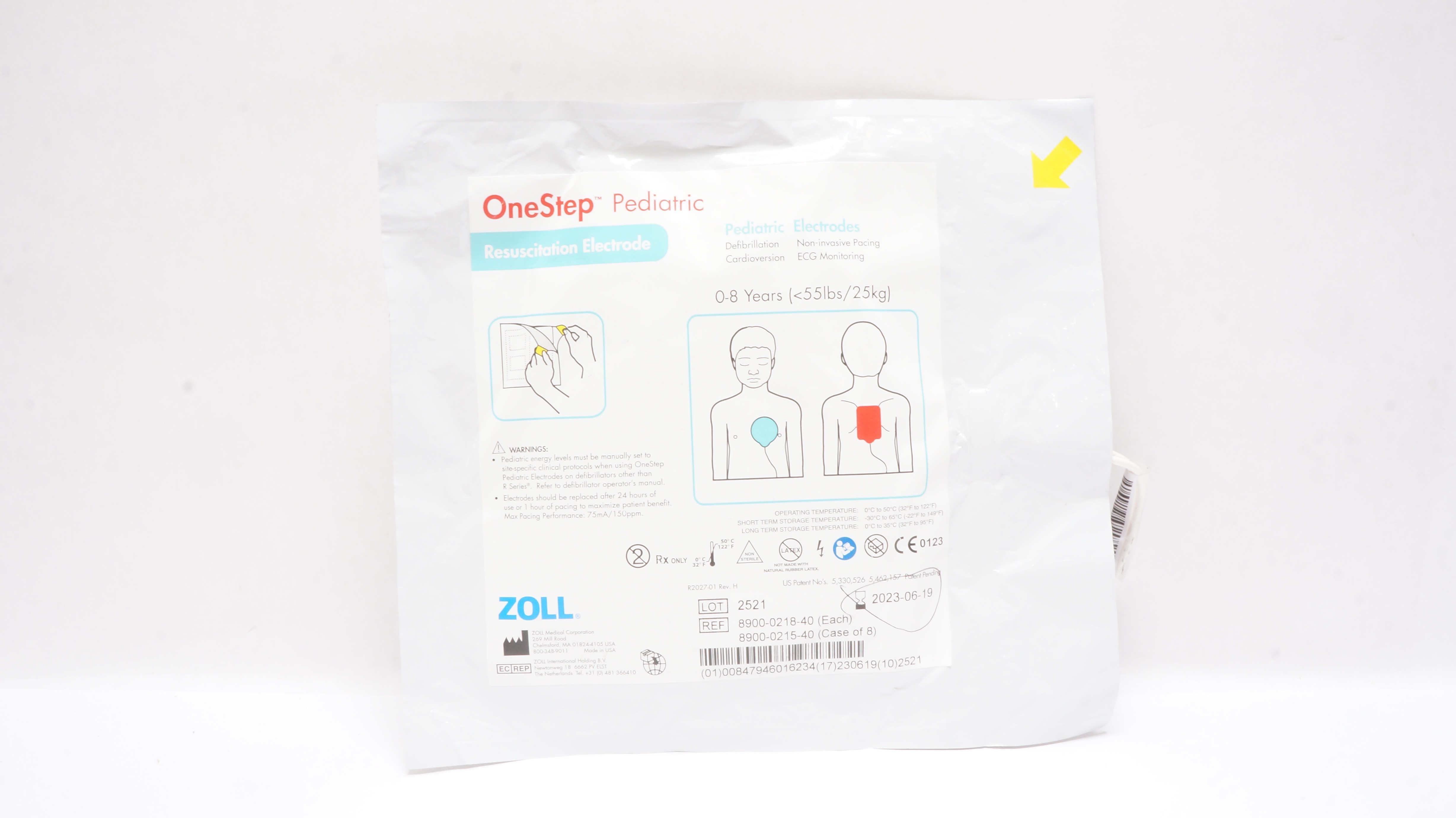 Zoll 8900-0218-40 OneStep Pediatric Resuscitation Electrode 0-8 Years <55lbs (x)