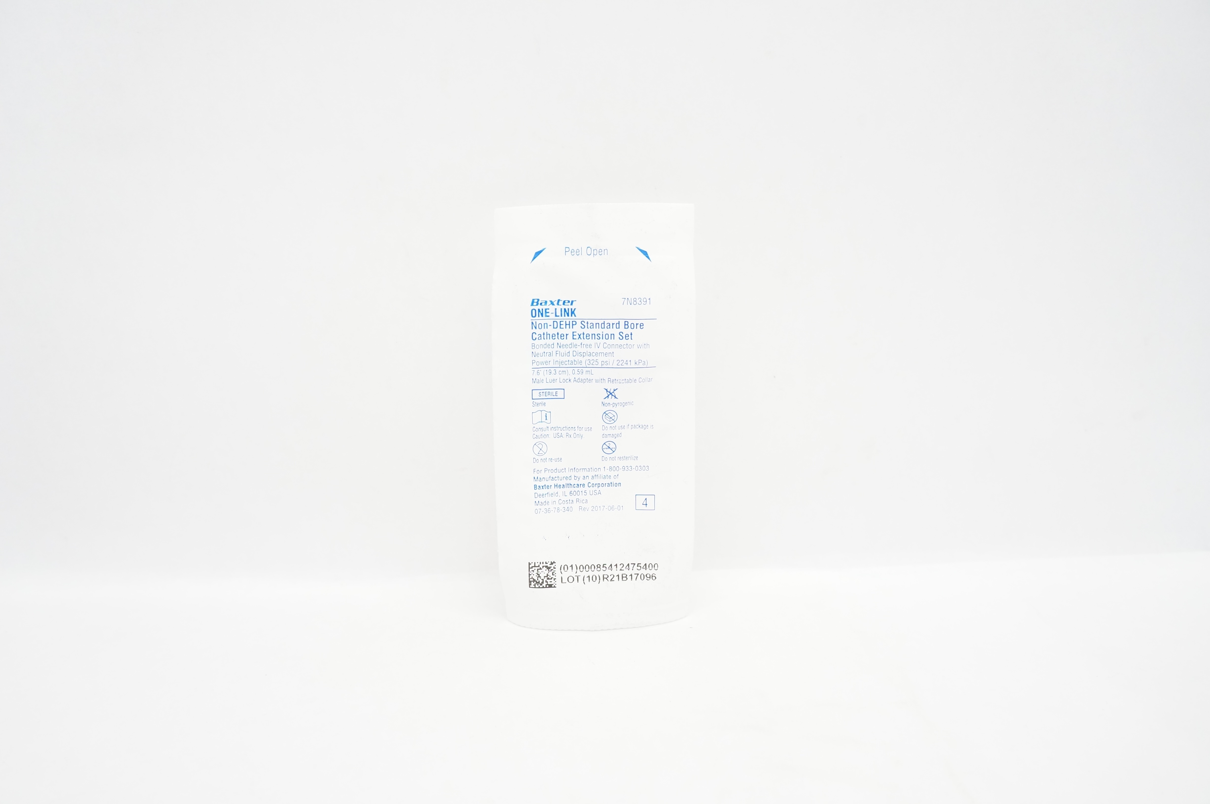 Baxter 7N8391 One-Link Non-DEHP Bore Cath. Extension Set 7.6inch x 0.59mL