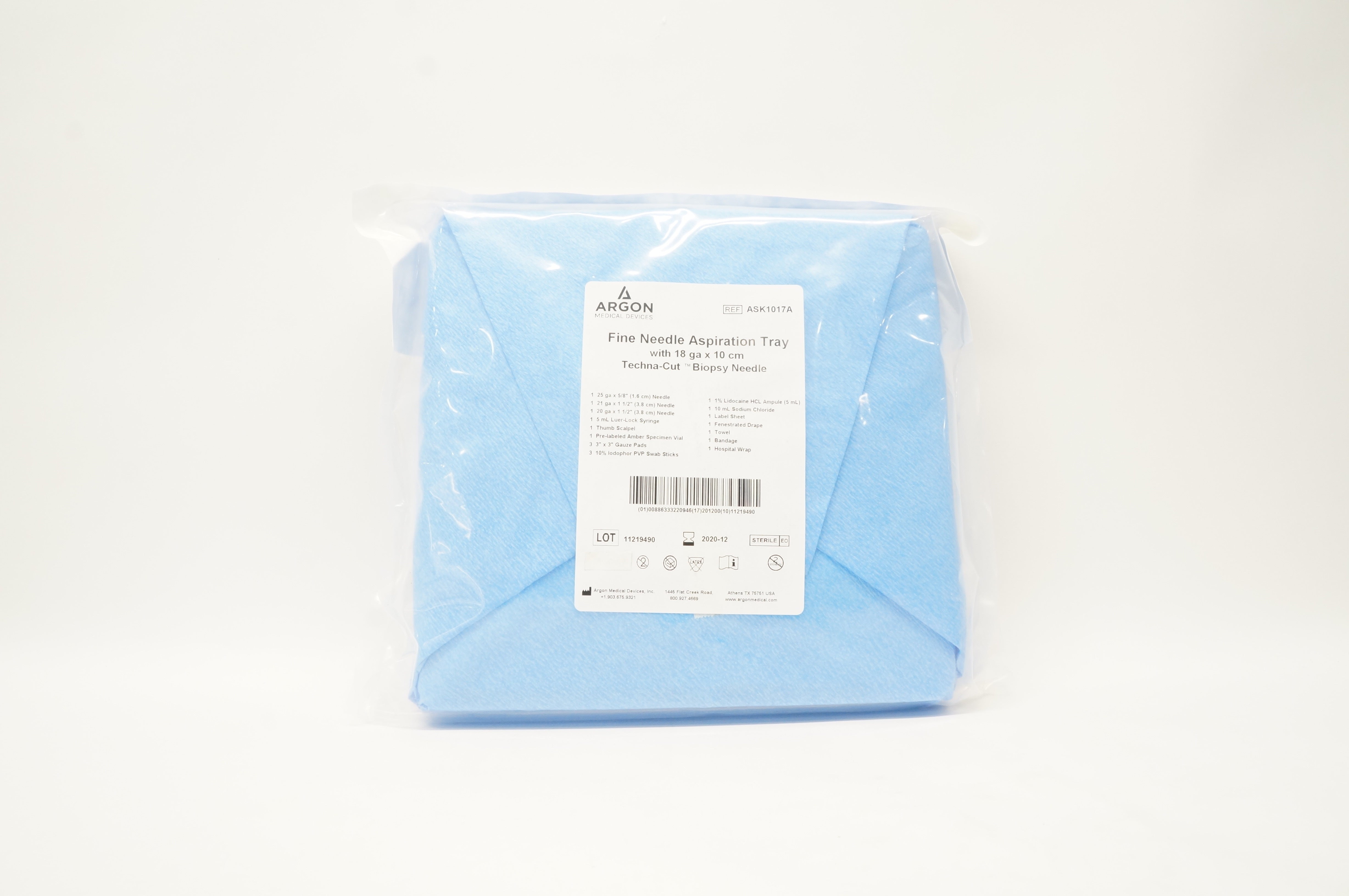 Argon ASK1017A Fine Ndle Aspiration Tray with 18ga x 10cm Biopsy Ndle (x)