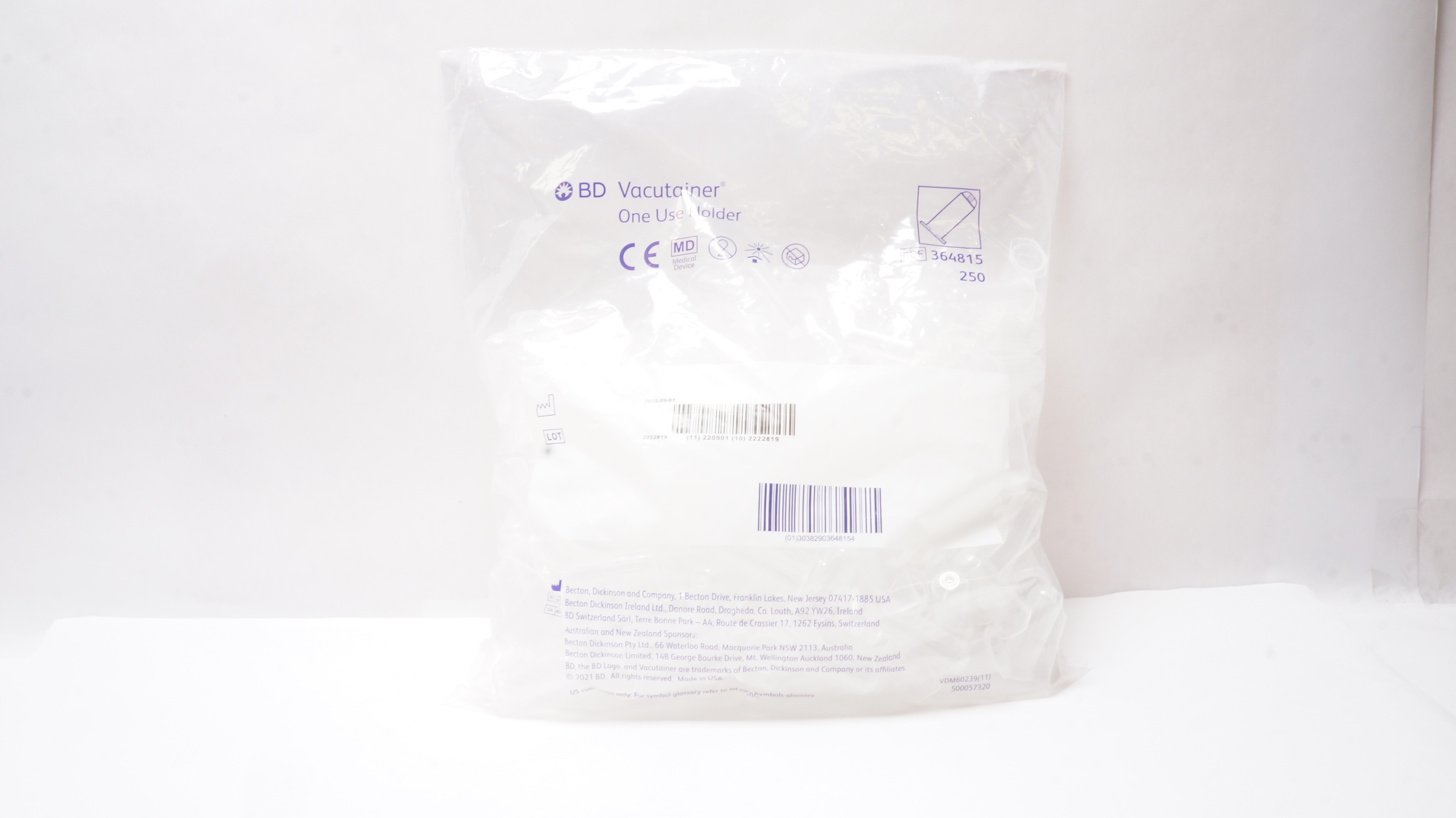 BD 364815 Vacutainer One Use Holder - Pack of 250