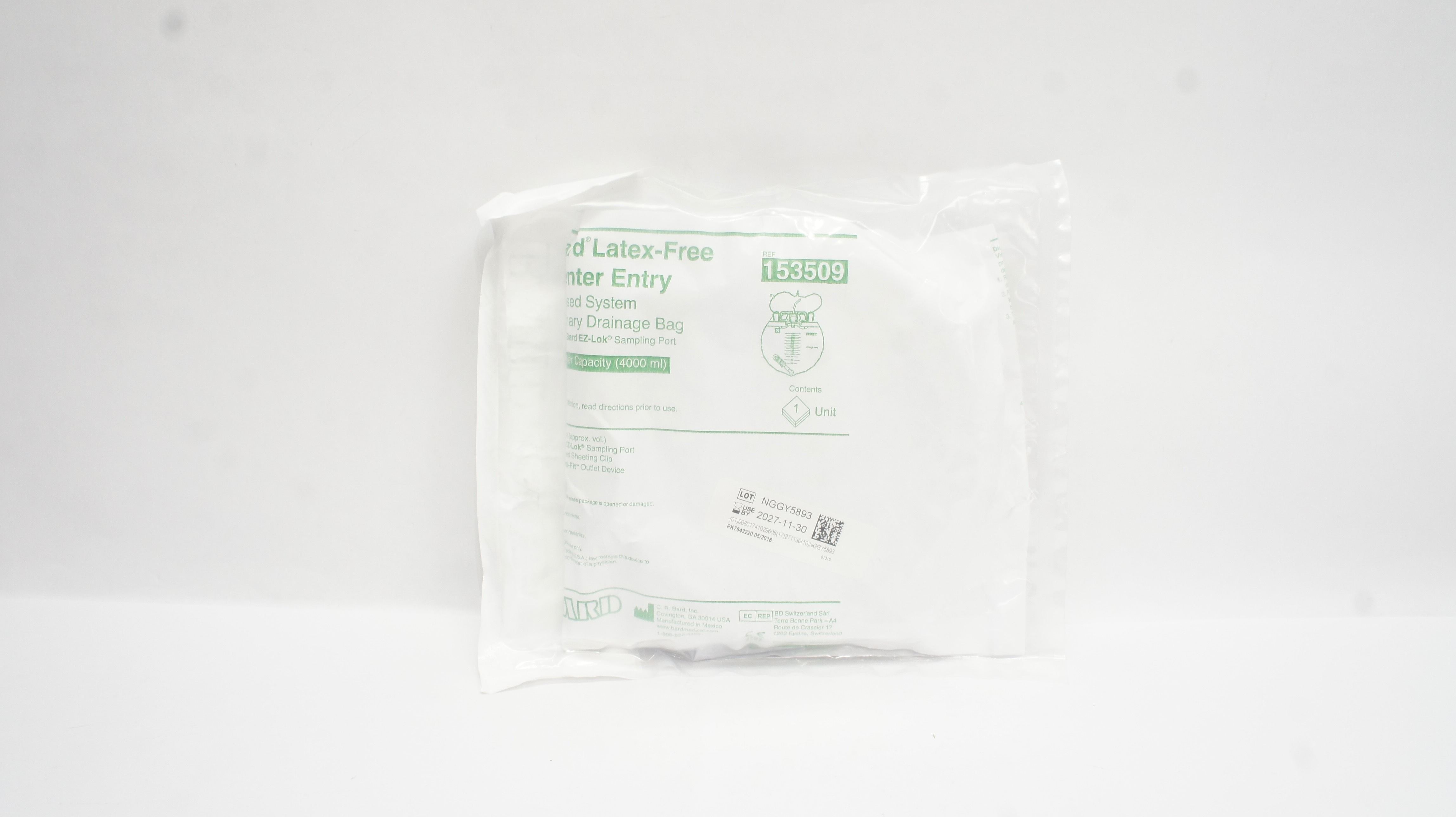 Bard 153509 Ceneter Entry Closed System Urinary Drainage Bag 4000 ml