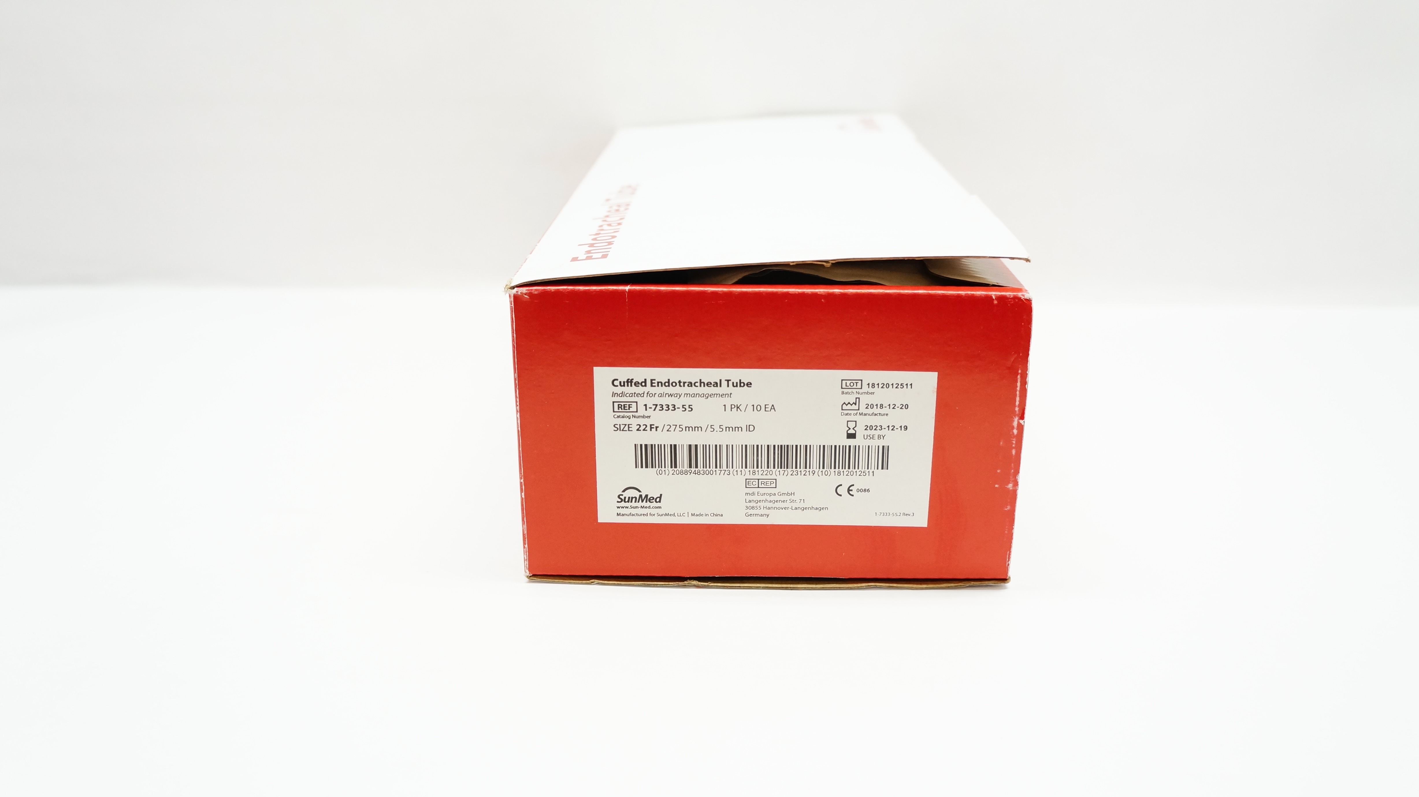 SunMed 1-7333-55 Cuffed Endotracheal Tube 22Fr x 275mmx 5.5mm I.D. - Box of 10