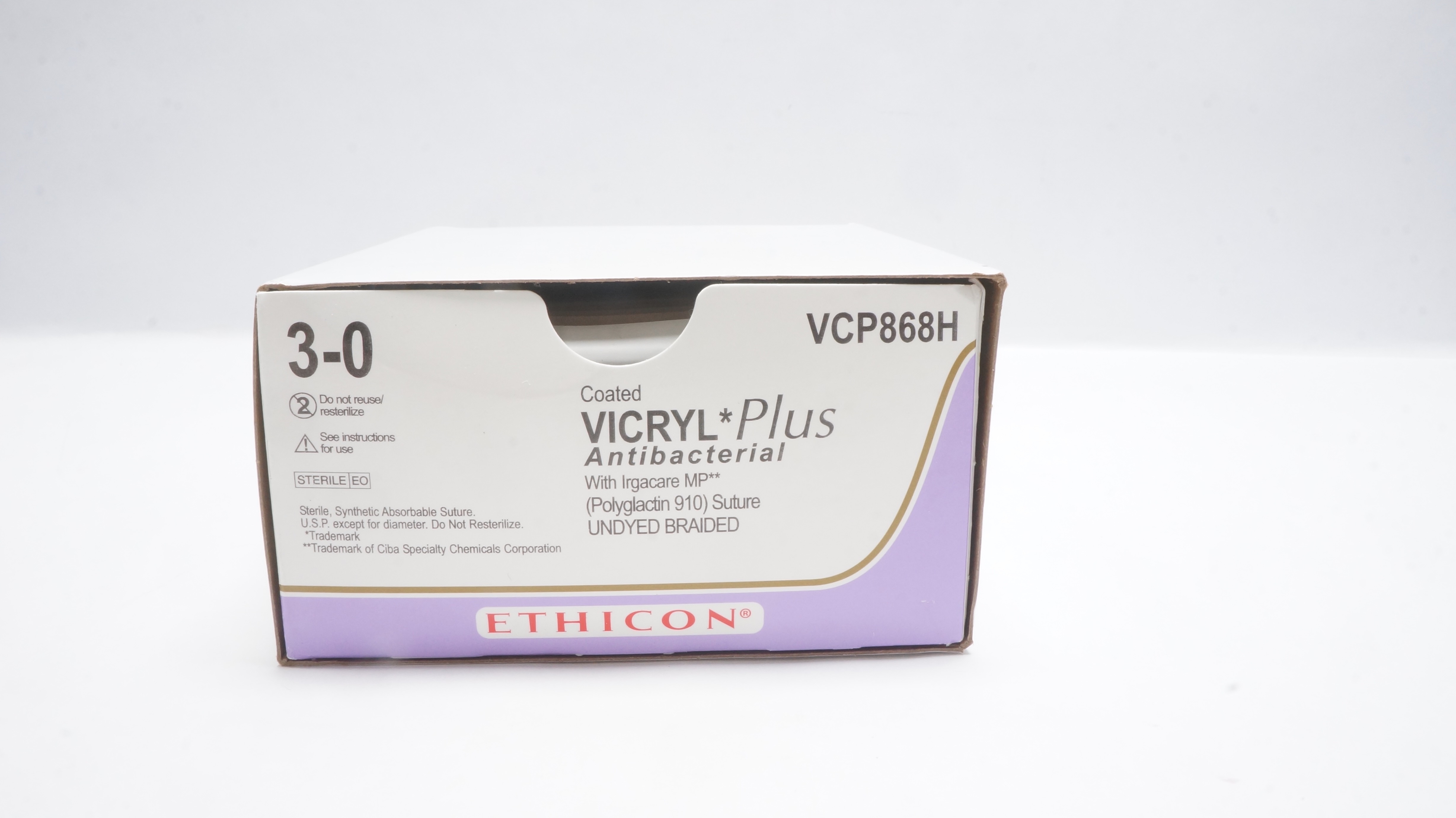 Ethicon VCP868H 3-0 Vicryl CP-2 26mm 1/2c Reverse Cutting 27inch (x) - Box of 36