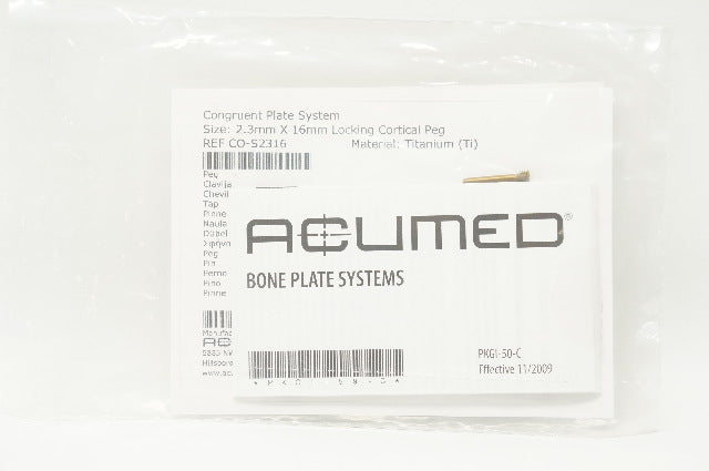 Acumed CO-S2316 Congruent Plate System 2.3mm x 16mm Locking Cortical Peg