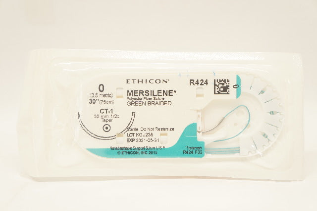 Ethicon R424 0 Mersilene Polyester Fiber Stre CT-1 36mm 1/2c Taper, 30inch (x)