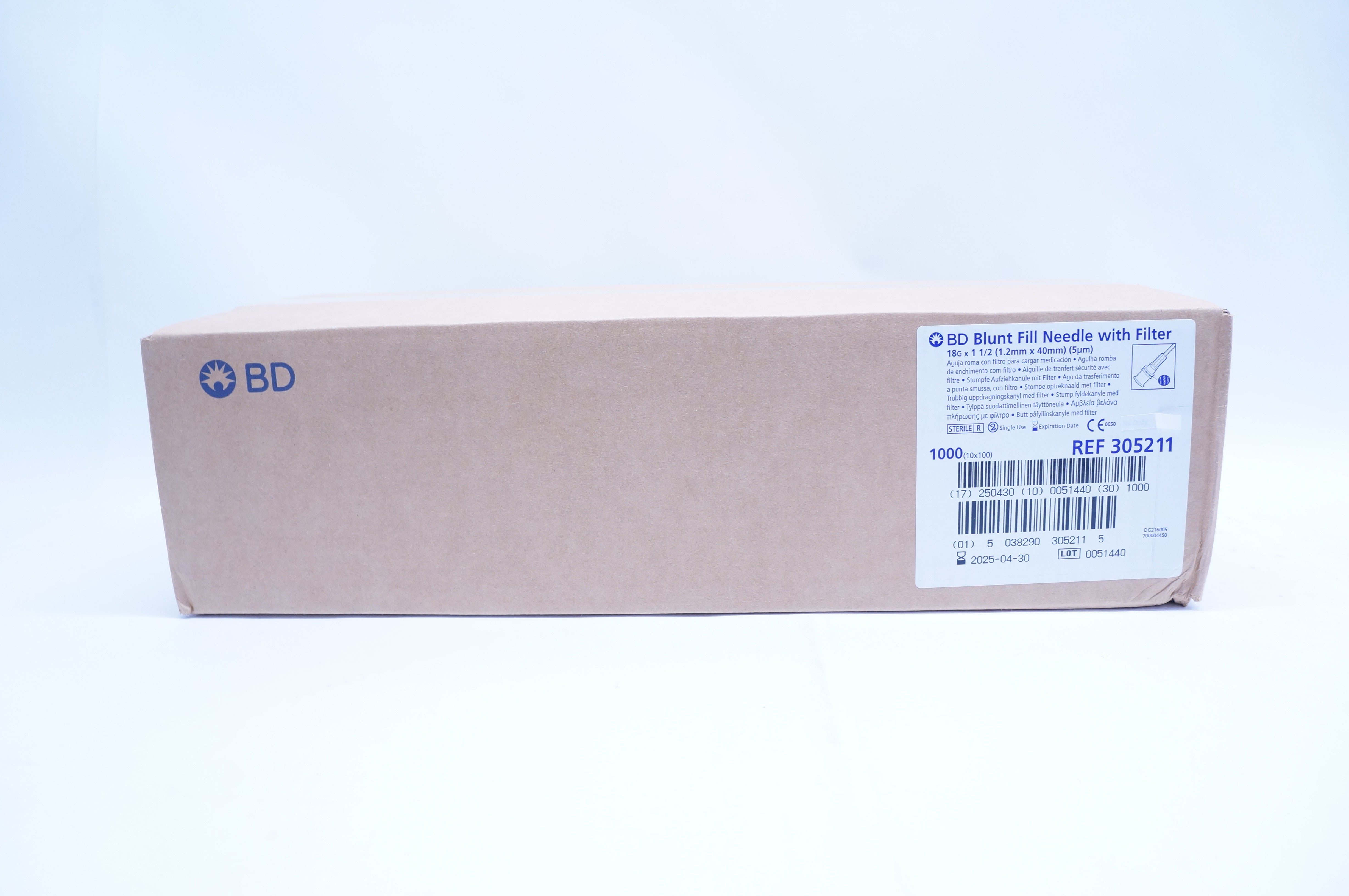 BD 305211 Blunt Fill Ndle. with Filter 18G x 1 1/2in - Box of 1000