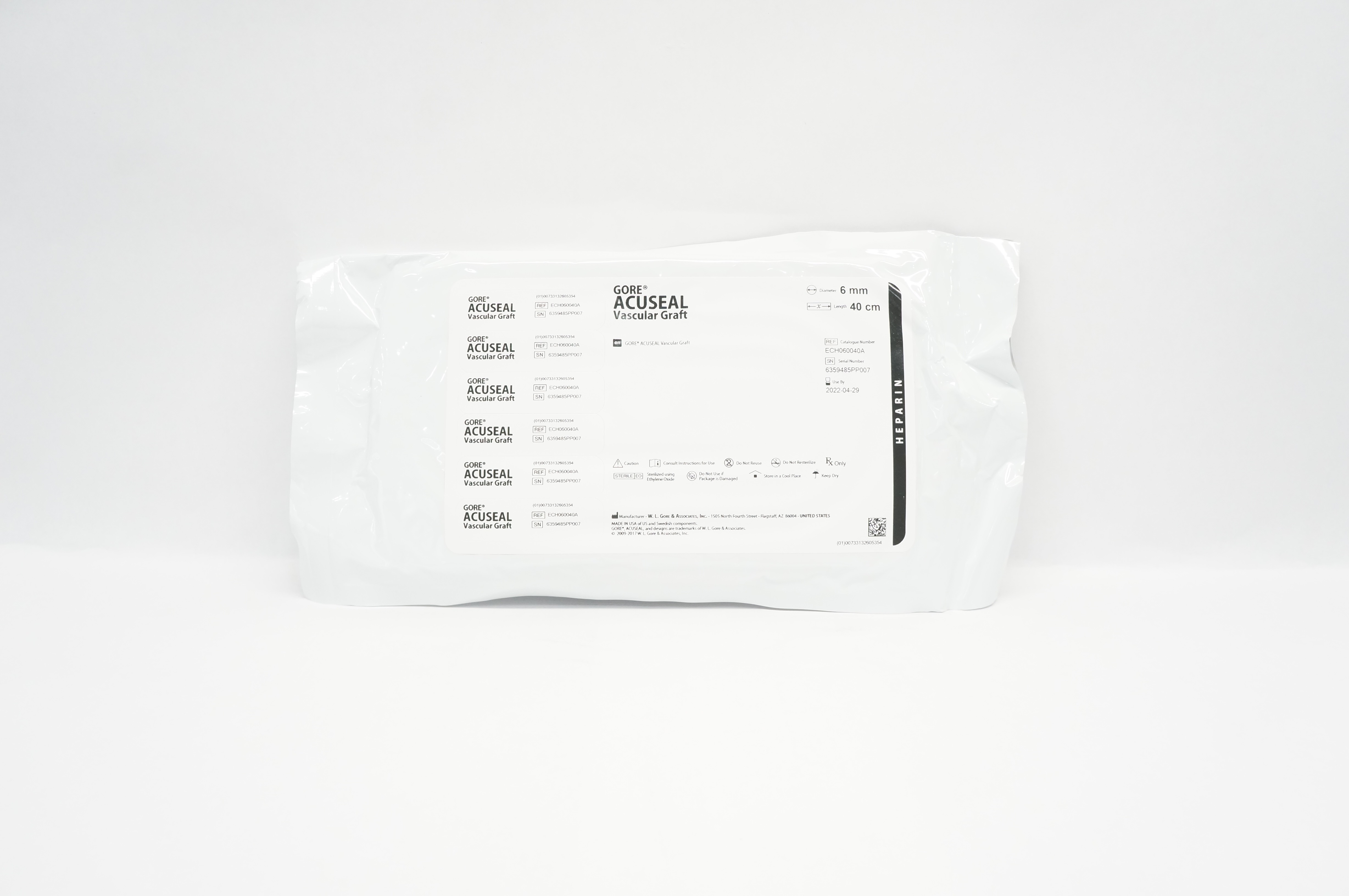 Gore ECH060040A Acuseal Vascular Graft Heparin 6mm x 40cm (x)