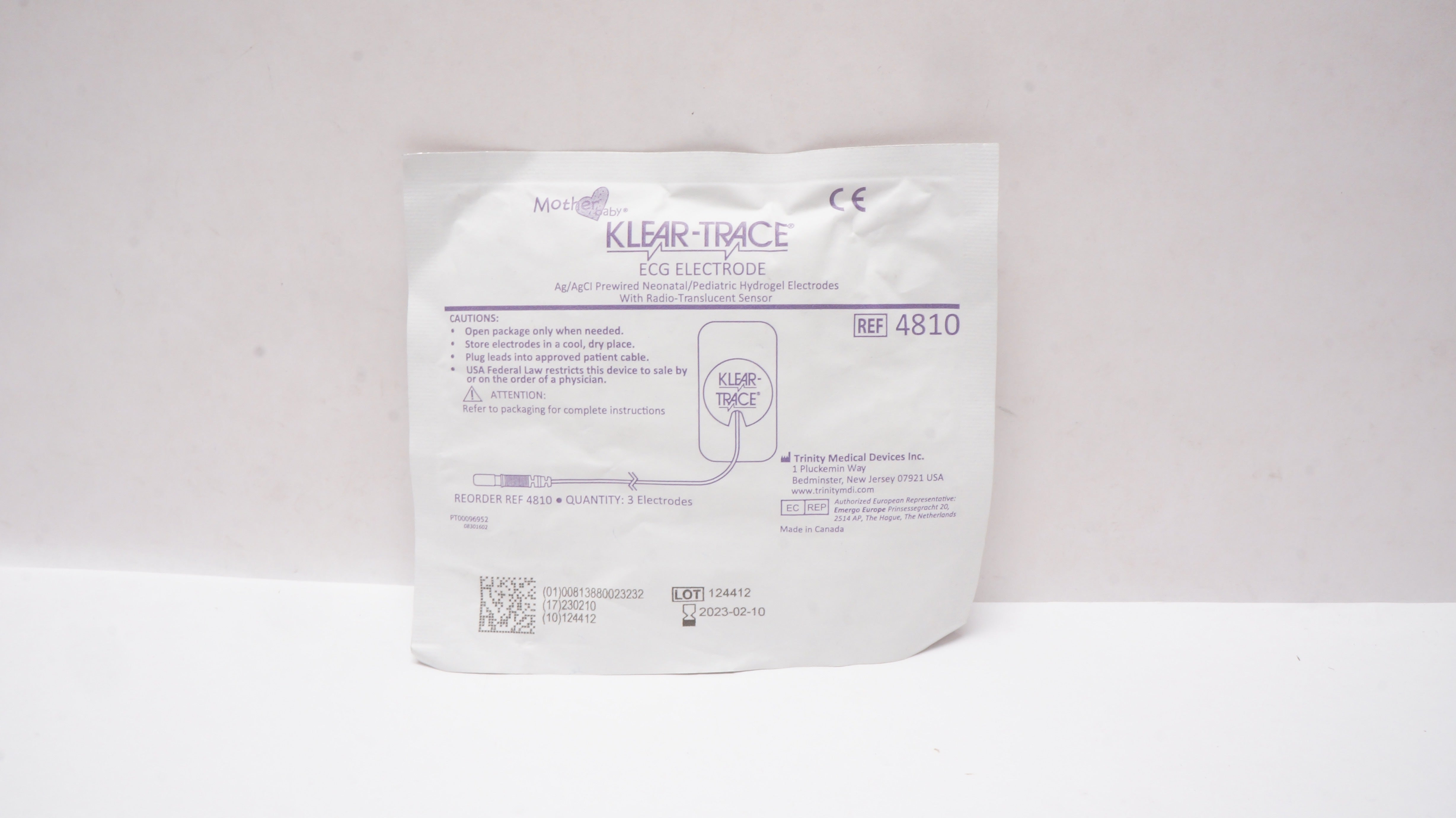 Trinity 4810 Klear-Trace Neonatal/Pediatric ECG Electrodes (x) - Pack of 3