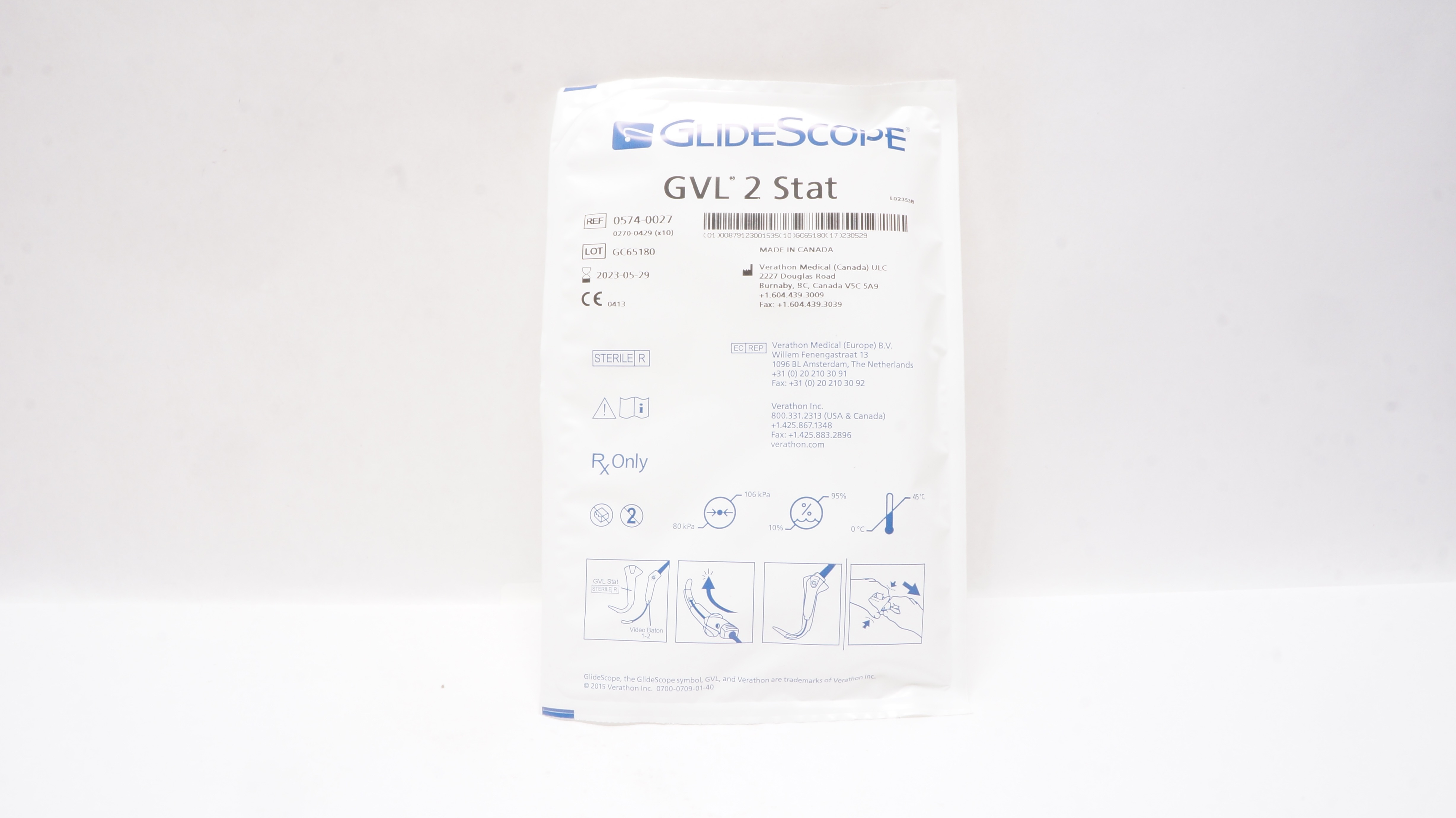 Verathon Medical 0574-0027 GlideScope GVL 2 Stat Video Laryngoscope (x)