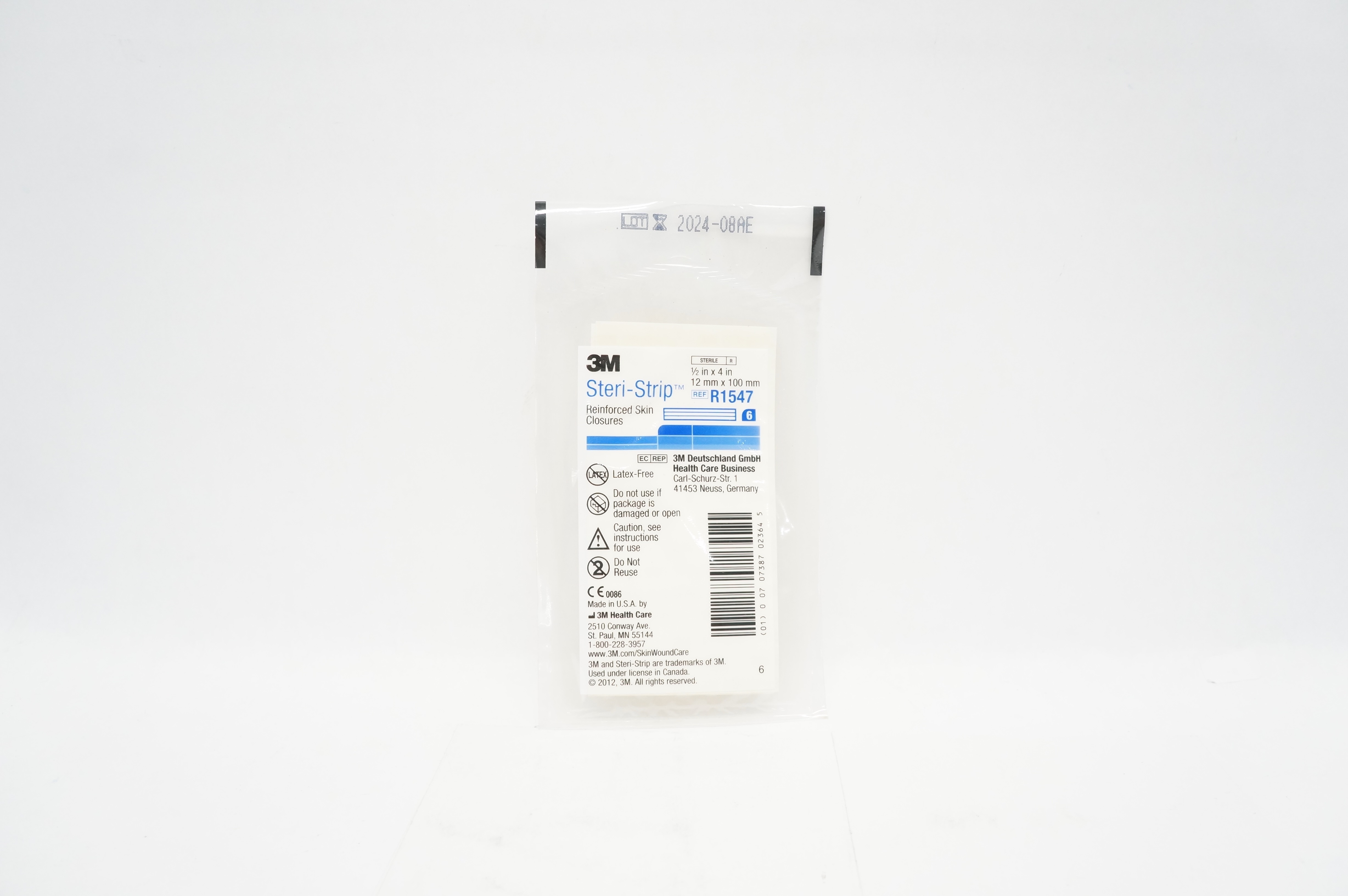 3M R1547 Steri-Strip Reinforced Skin Closures 1/2 inch x 4 inch - Pack of 6