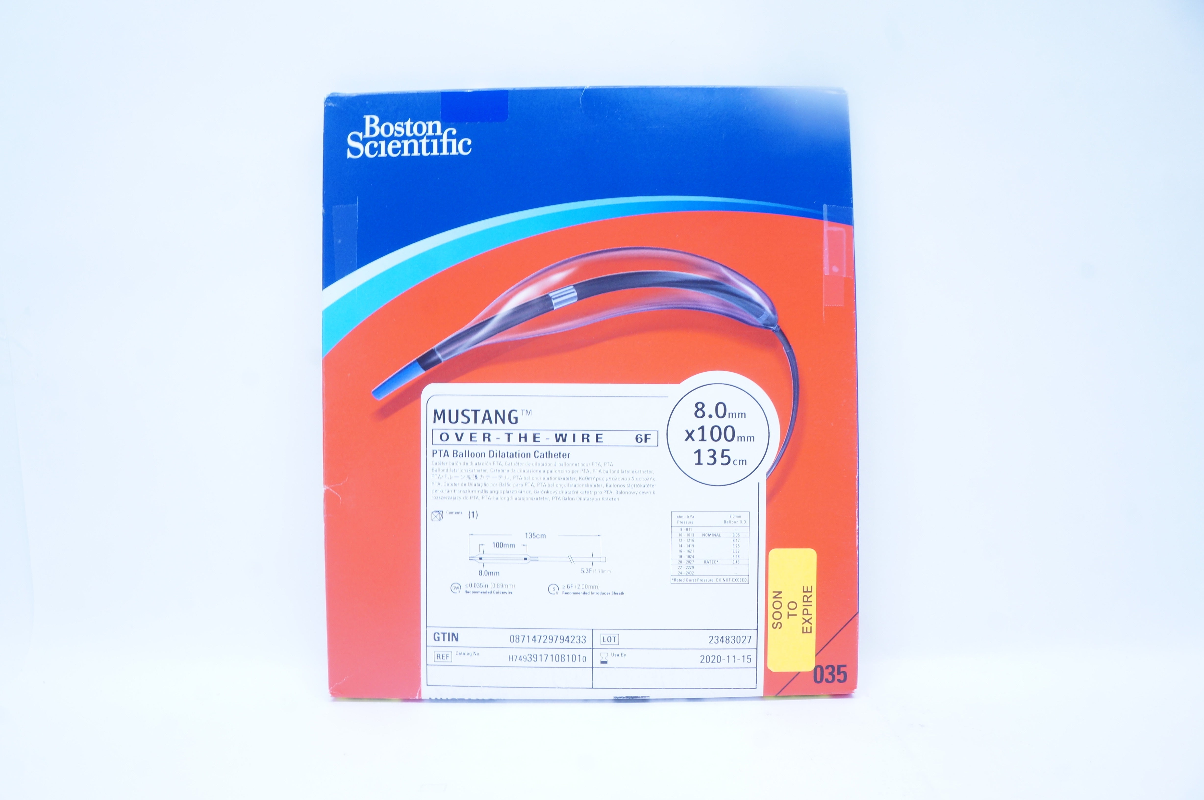 Boston Scientific H74939171081010 Mustang Over-The-Wire 6F 8.0mmx100mmx135cm (x)