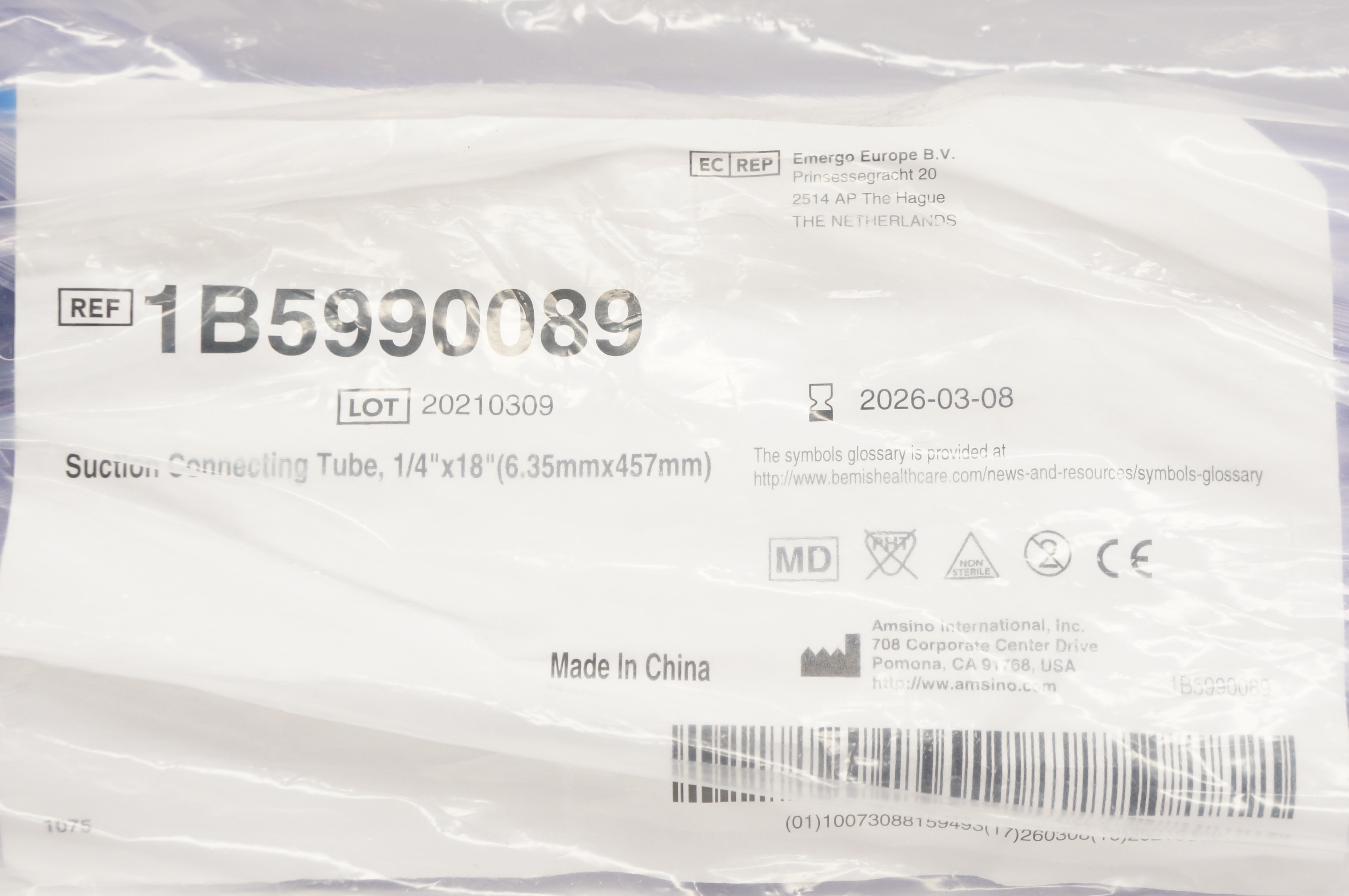 Amsino 1B5990089 Suction Connecting Tube 1/4inch x 18inch