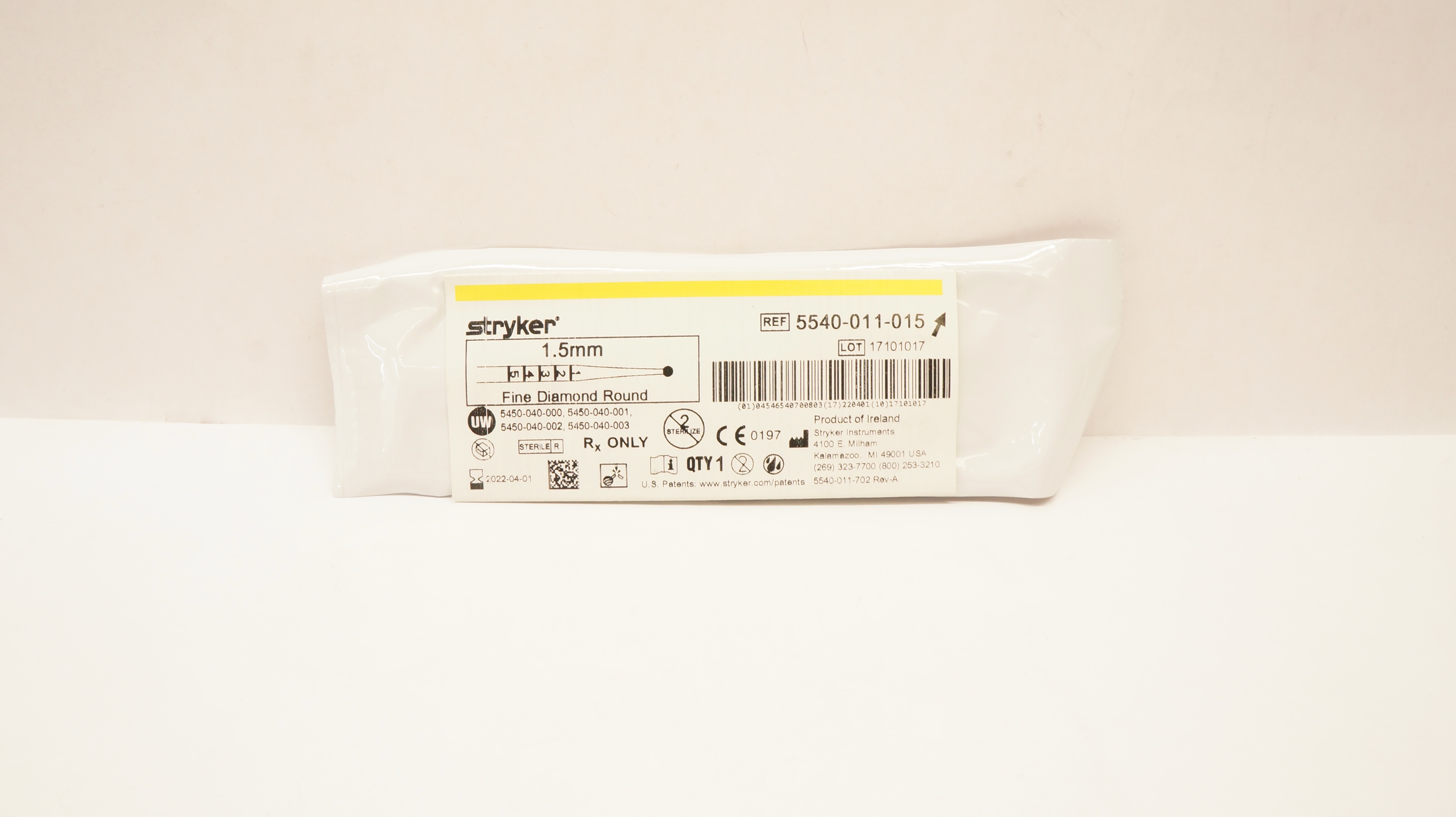 Stryker 5540-011-015 Fine Diamond Round 1.5mm (x)