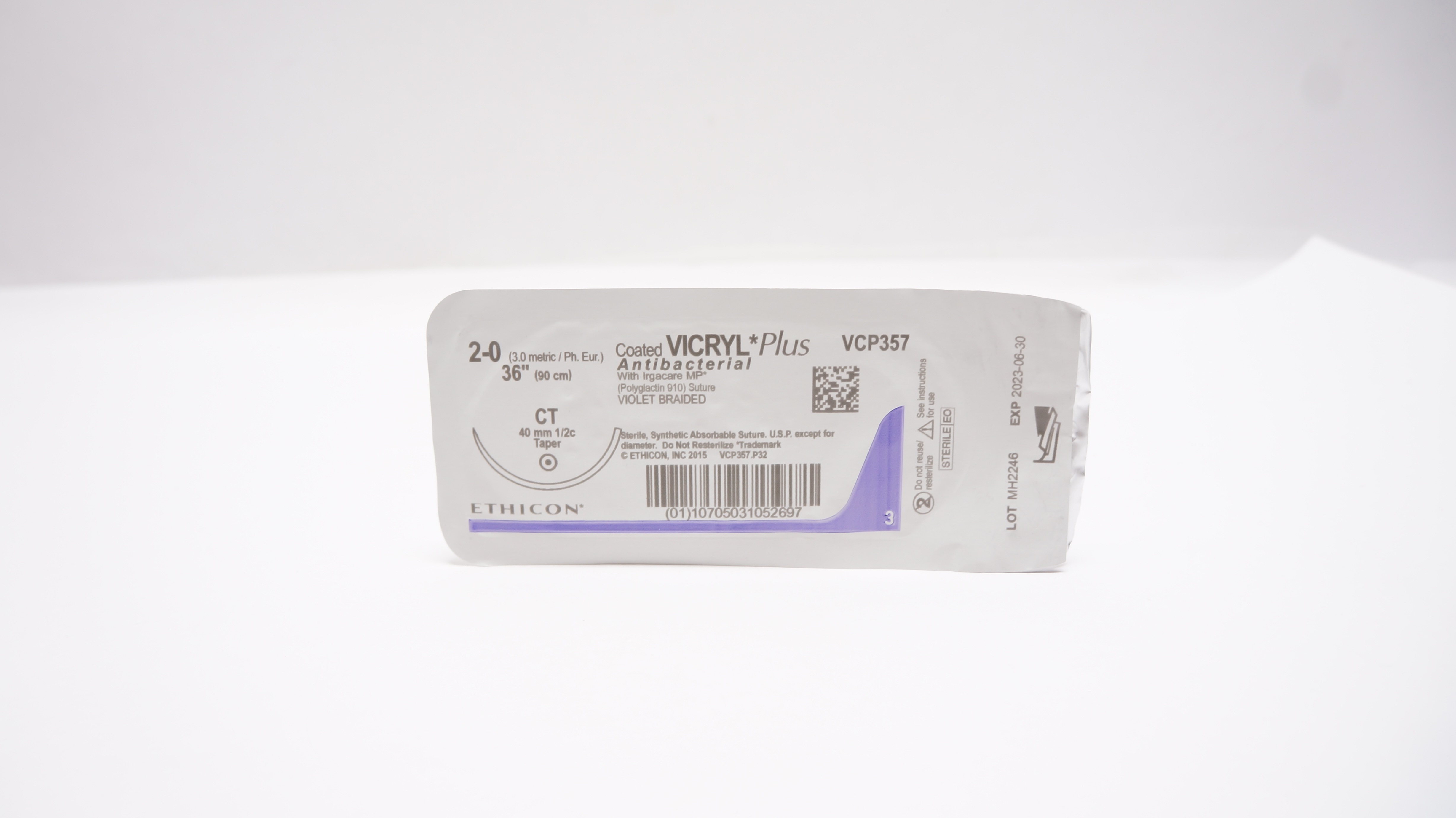 Ethicon VCP357 2-0 VICRYL Plus, CT,  40mm 1/2c Taper,  36inch (x)