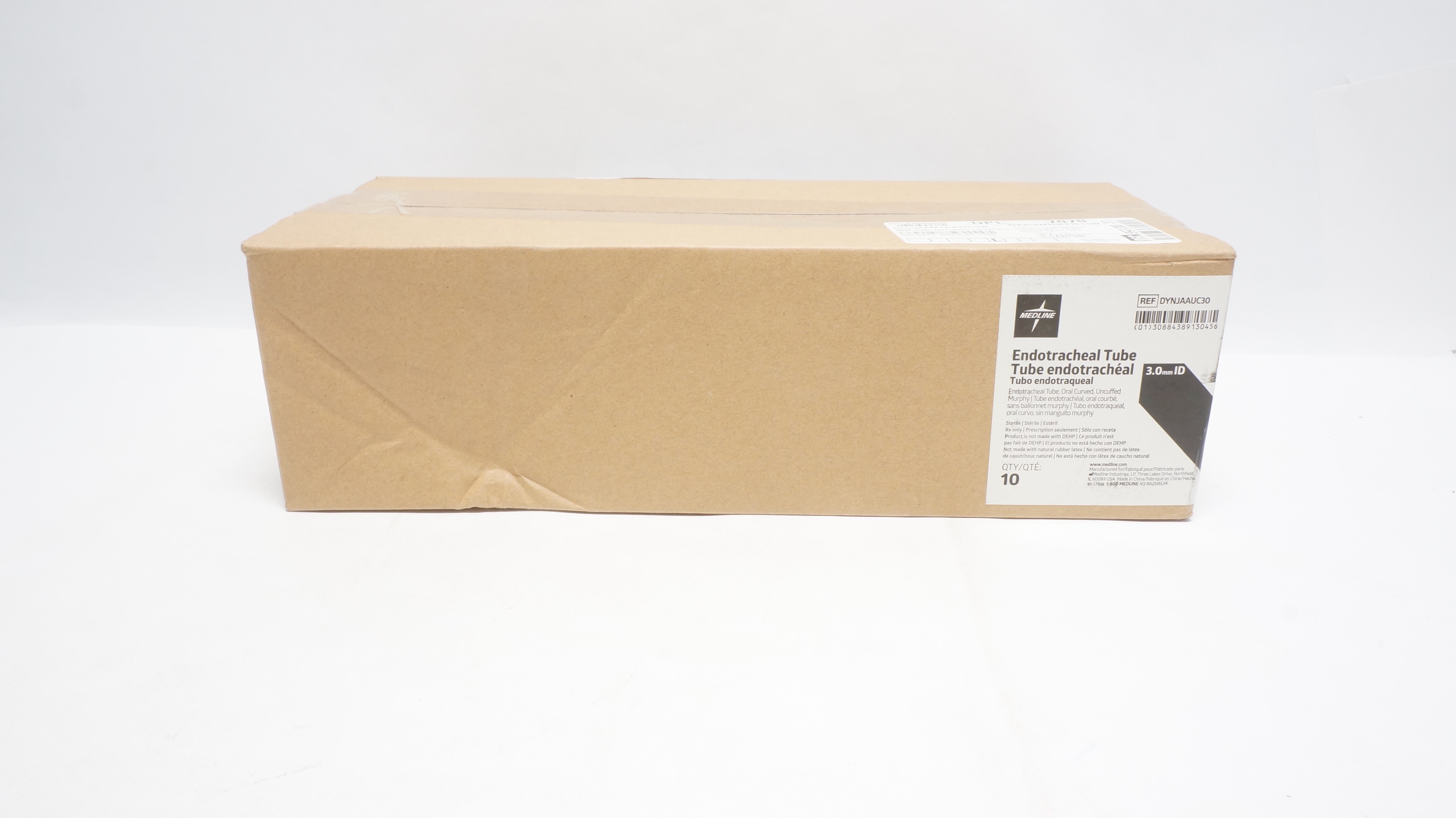 Medline DYNJAAUC30 Endotracheal Tube,Oral Curved,Uncuffed Murphy 3.0mm-Box of 10