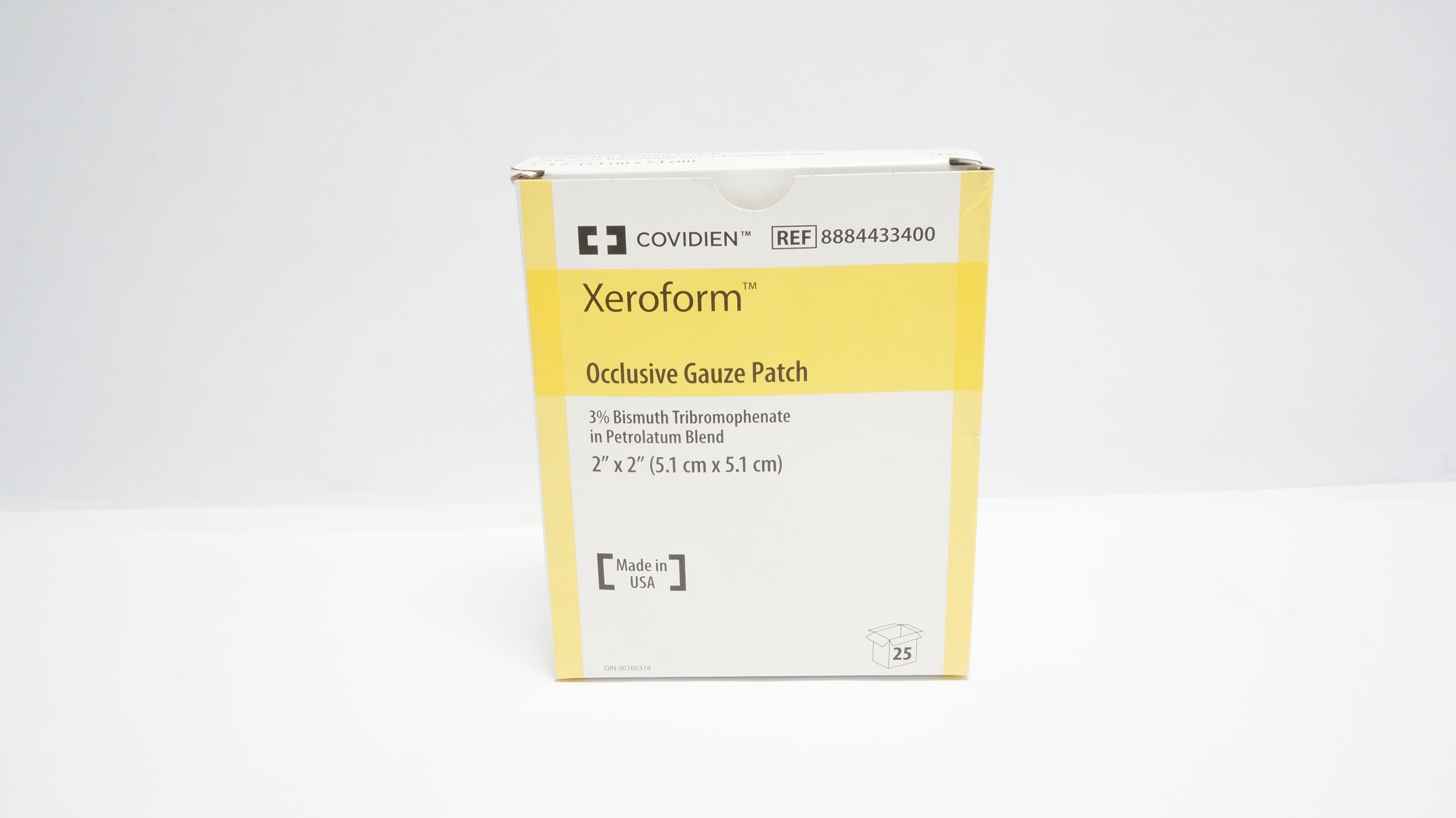 Covidien 8884433400 Xeroform Occlusive Gauze Patch 2in x 2in - Box of 25