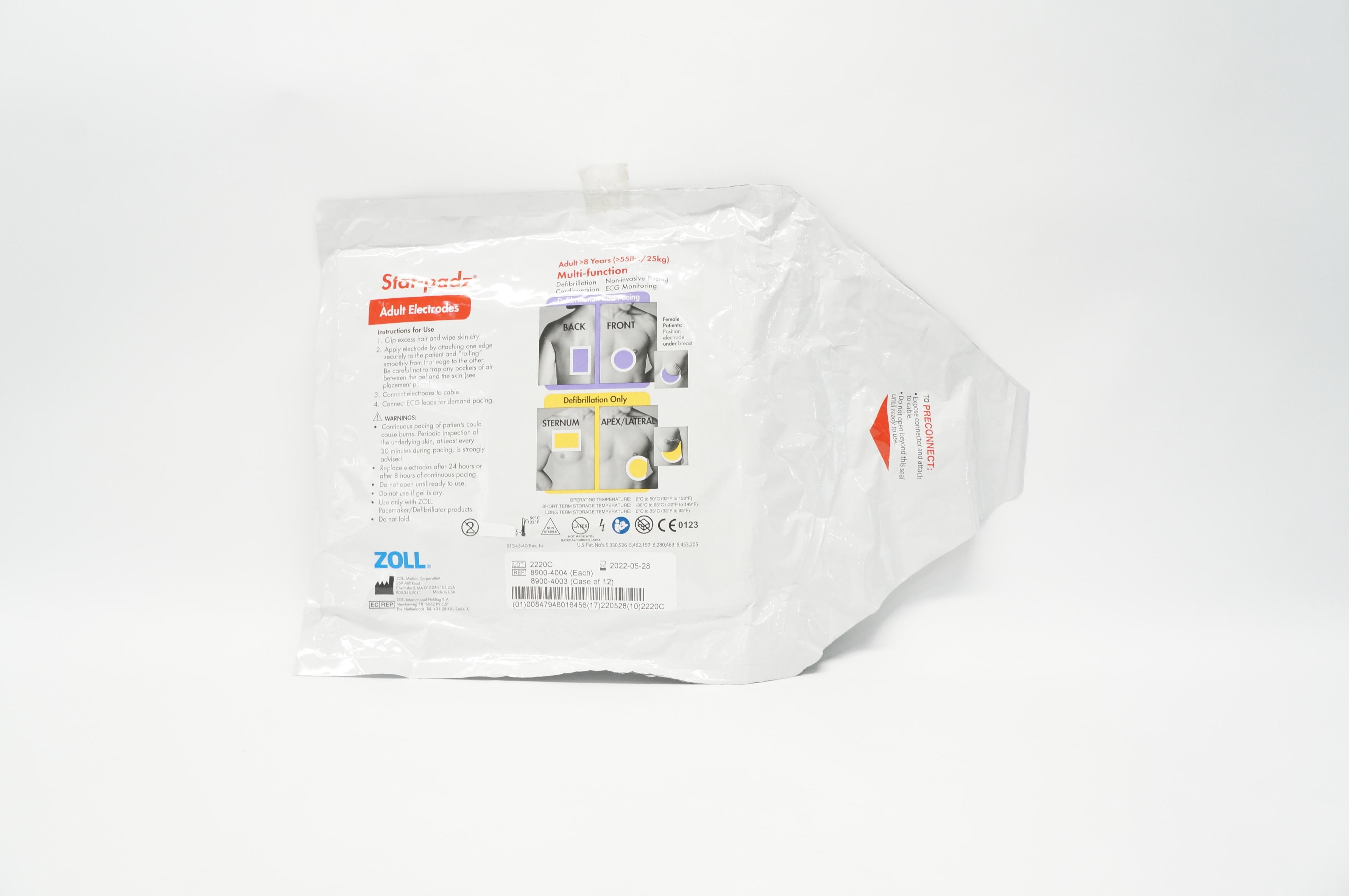 Zoll 8900-4004 Stat-padz Multi-Function Adult Electrodes >8 Years >55 lbs (x)