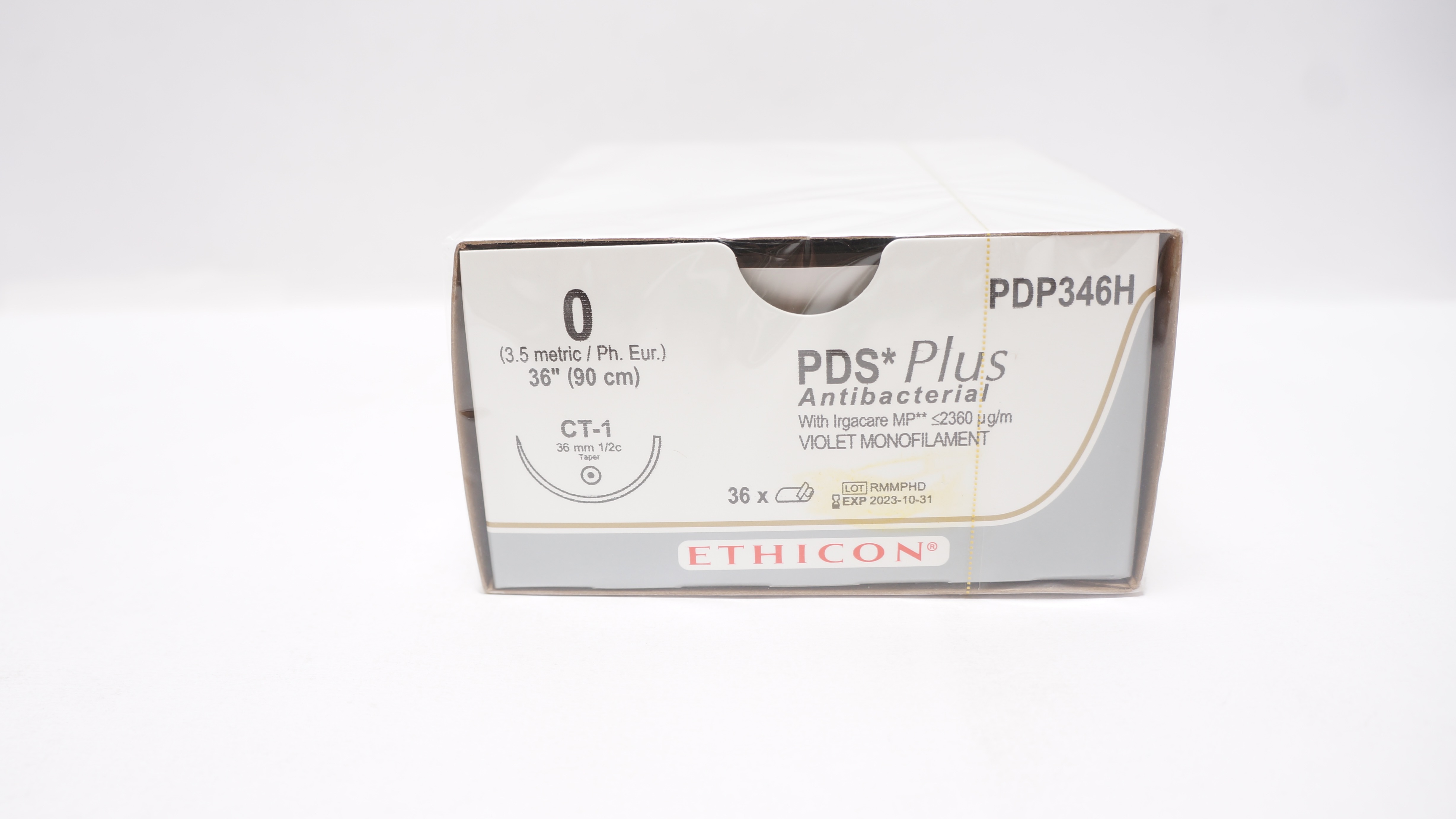 Ethicon PDP346H 0 PDS Plus Stre CT-1 36mm 1/2c Taper, 36inch (x) - Box of 36
