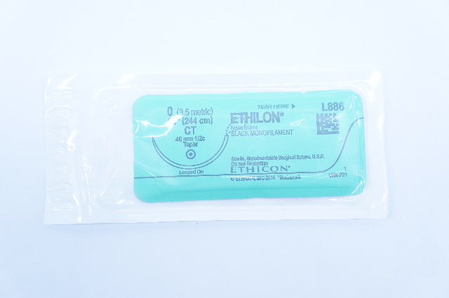 Ethicon L886 0 Ethilon Nylon Stre CT 40mm 1/2c Taper 96 inch (x)