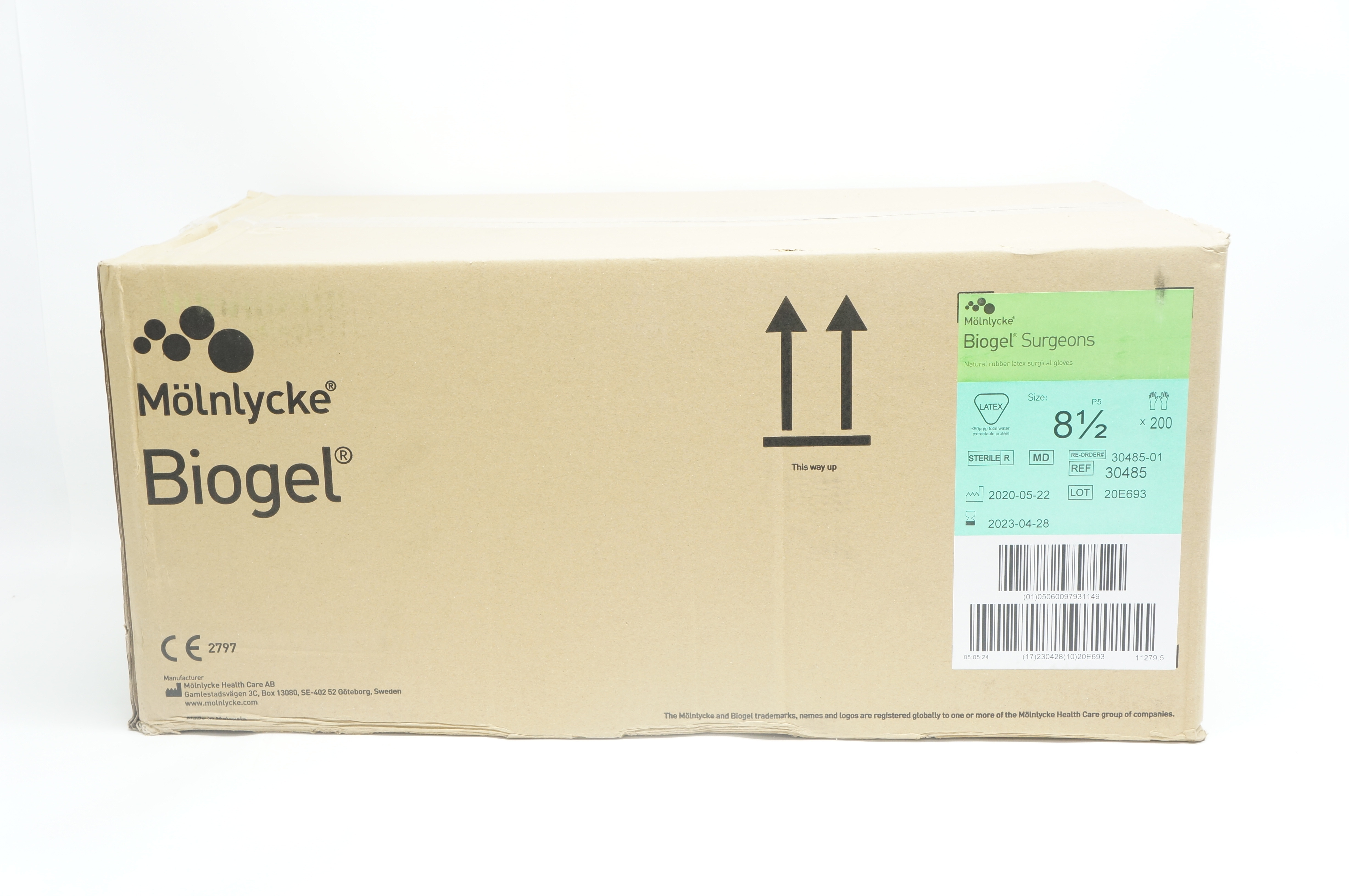 Molnlycke Health Care 30485 Biogel Surgeons Surgical Gloves 8-1/2 - Case of 200