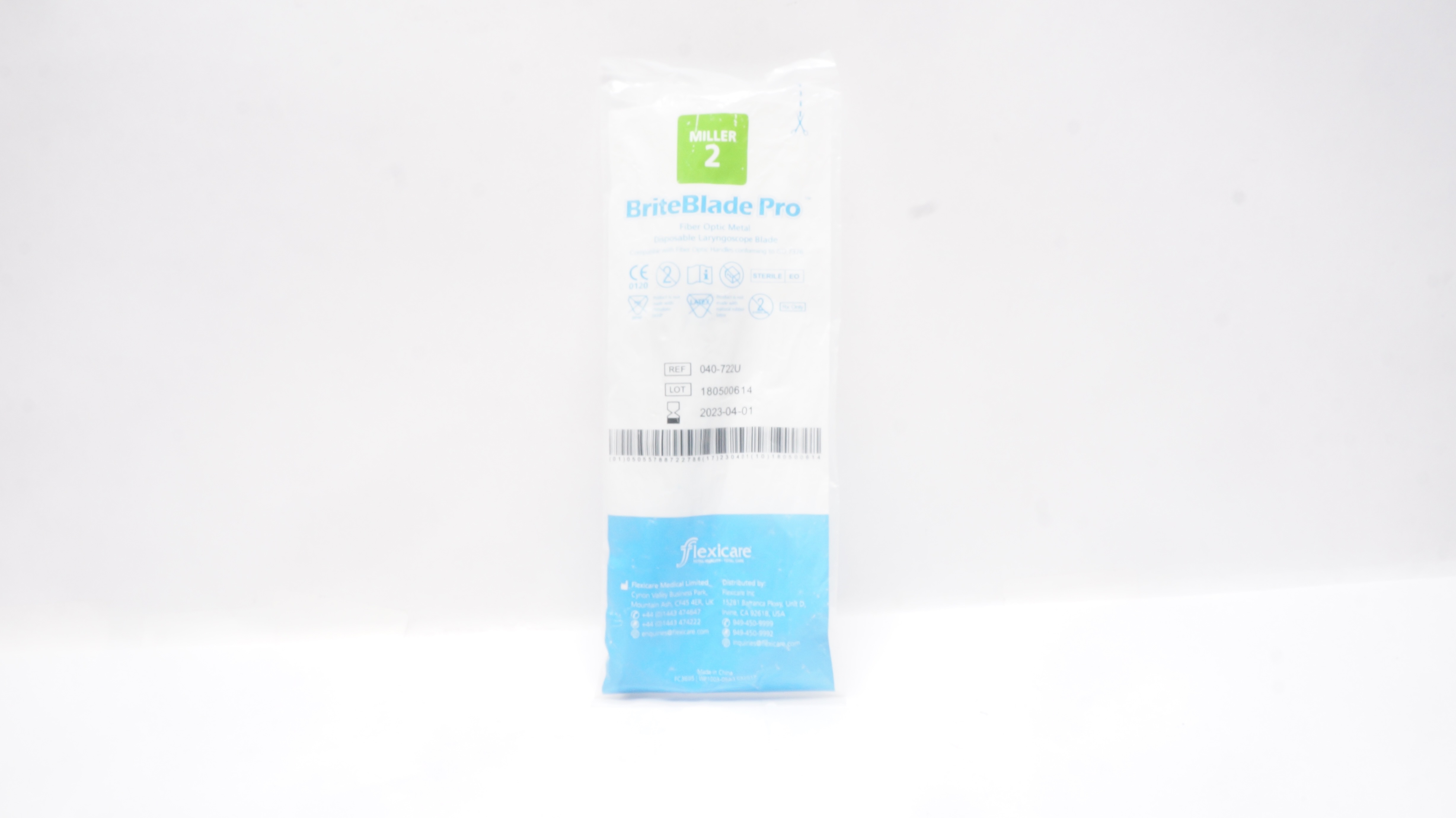 Flexicare 040-722U BriteBlade Pro Fiber Optic Metal, Miller 2 (x)