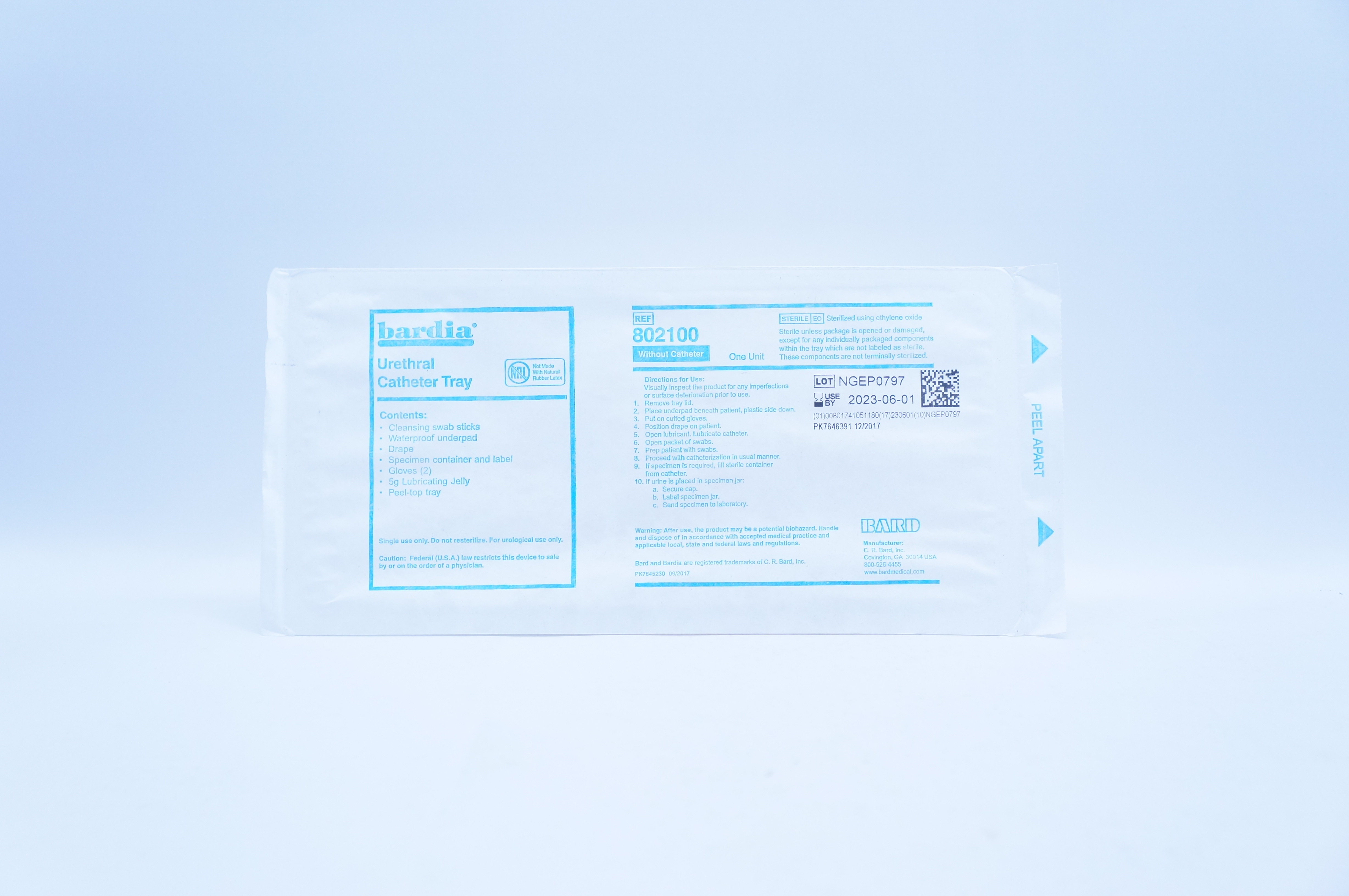 Bard 802100 Bardia Urethral Cath. Tray