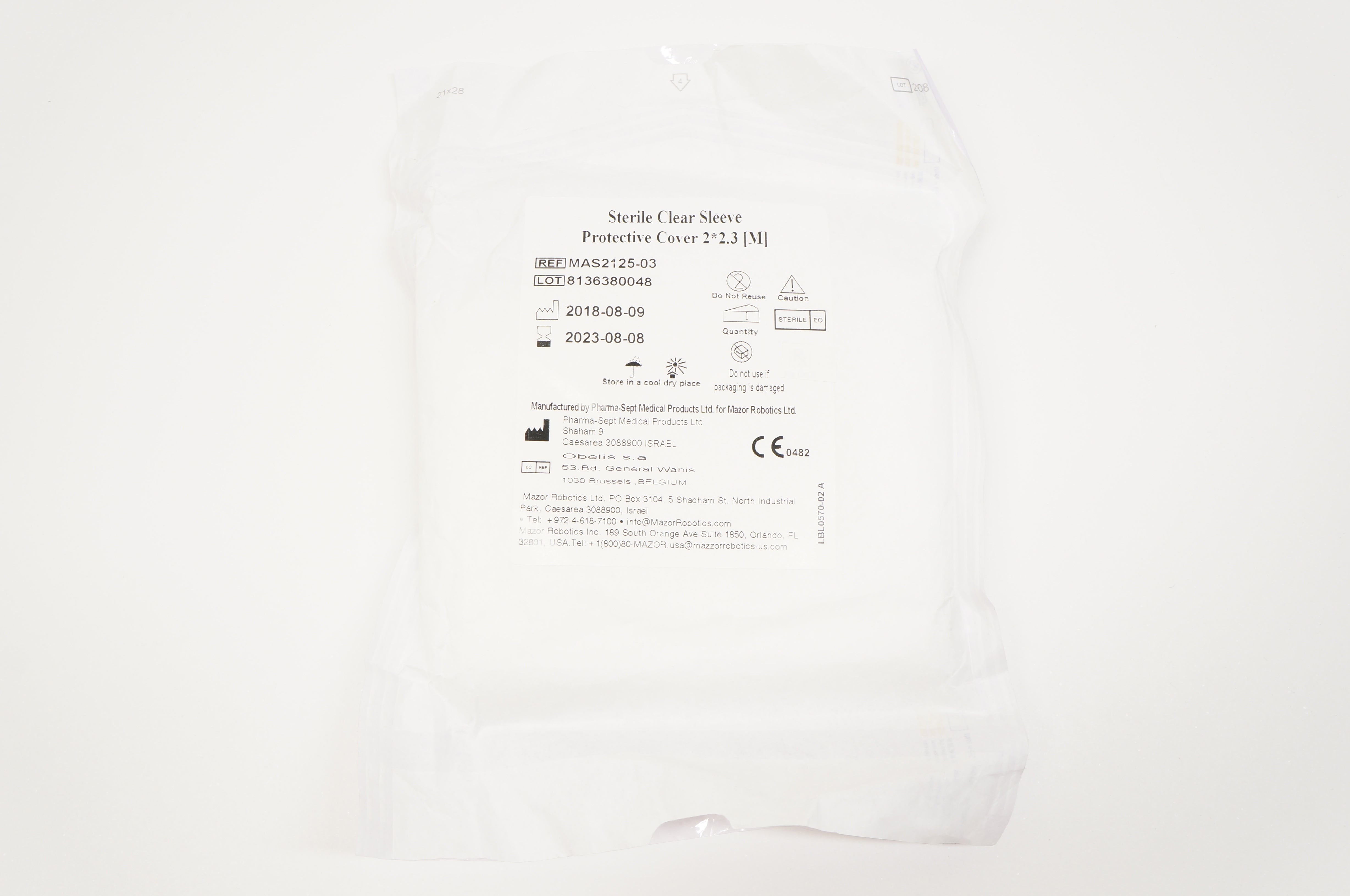 Pharma-Sept MAS2125-03 Sterile Clear Sleeve Protective Cover