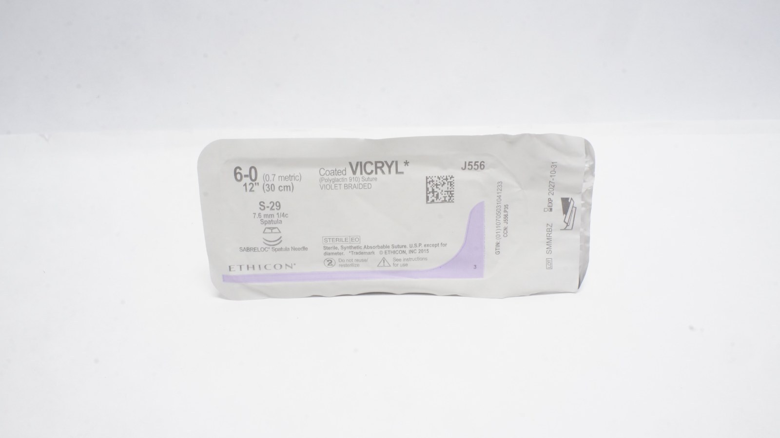 ETHICON VCP416 Coated VICRYL Plus Antibacterial Suture 3-0