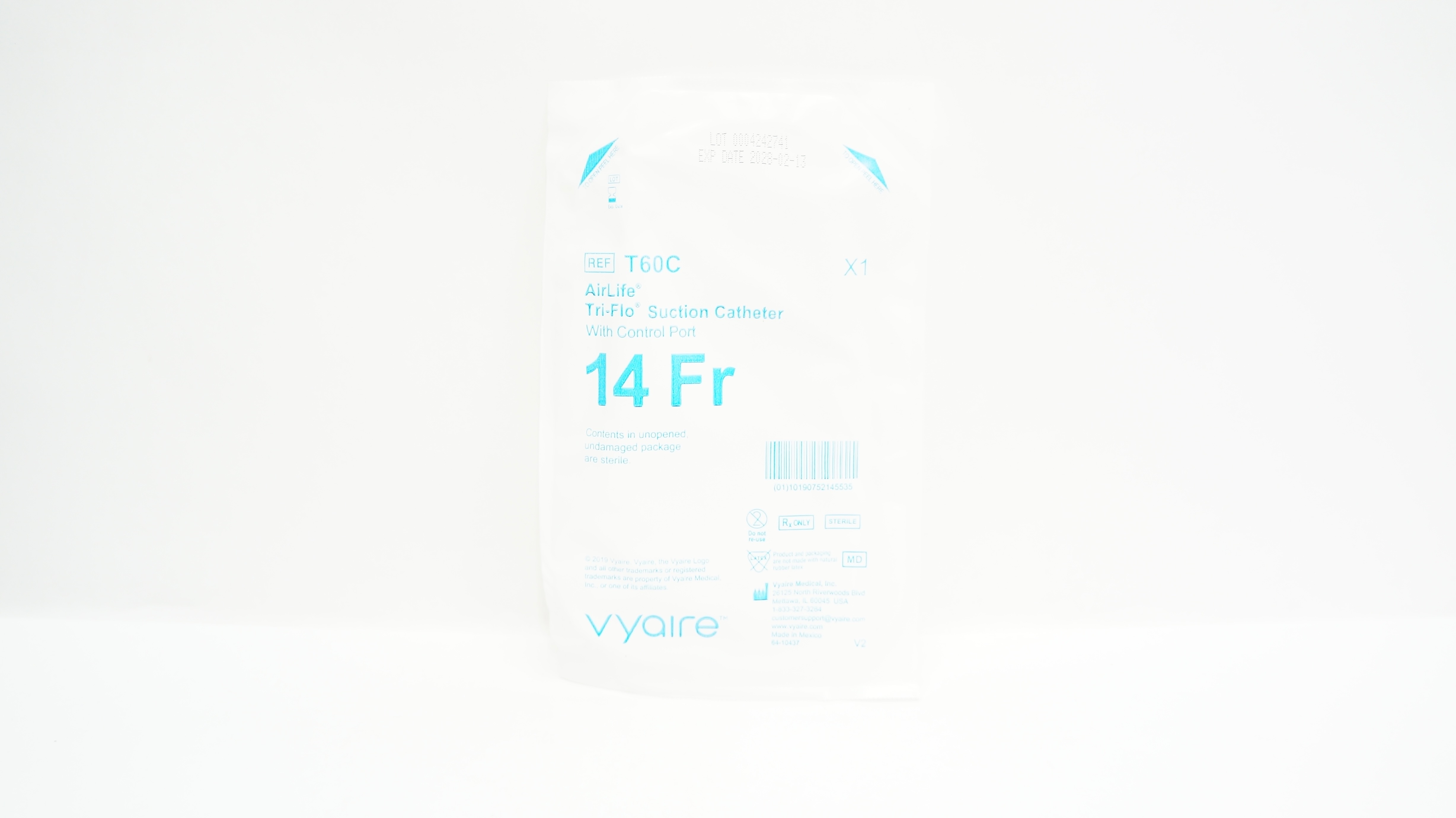 CareFusion T60C AirLife Tri-Flo Suction Cath. with Control Port, 14Fr.