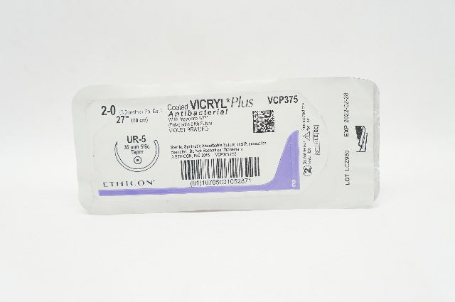 Ethicon VCP375 VICRYL Plus Antibacterial Stre UR-5 36mm 5/8c Taper, 27inch (x)