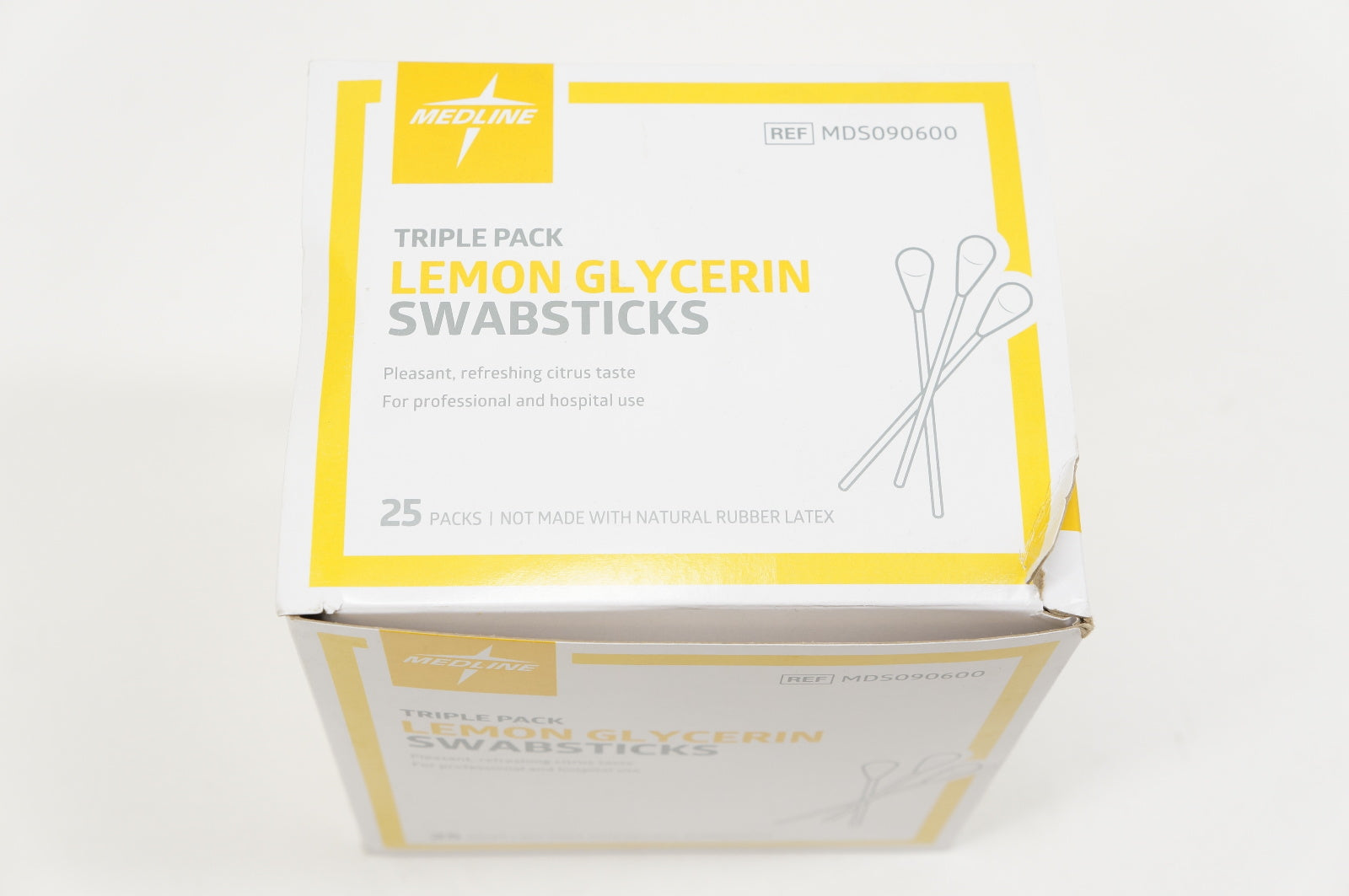 Medline MDS090600 Triple Pack Lemon Glycerin Swabsticks - Box of 25