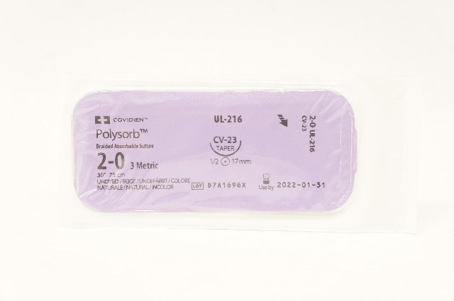 Covidien UL-216 2-0 3 m Polysorb Braided Absorbable Stre, 30inch (x)