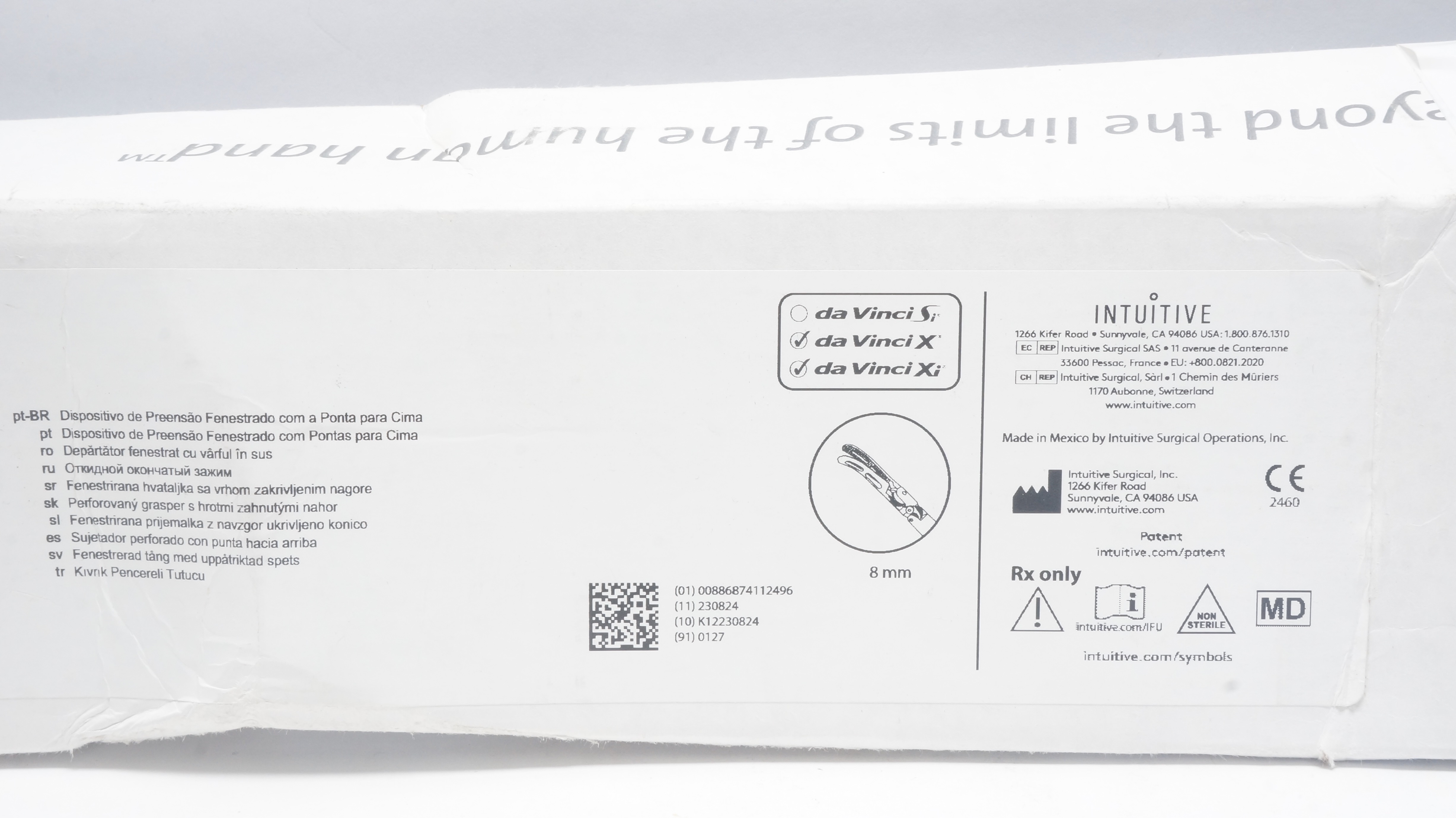 Intuitive Surgical da Vinci X da Vinci Xi 8mm Tip-Up Fenestrated Grasper