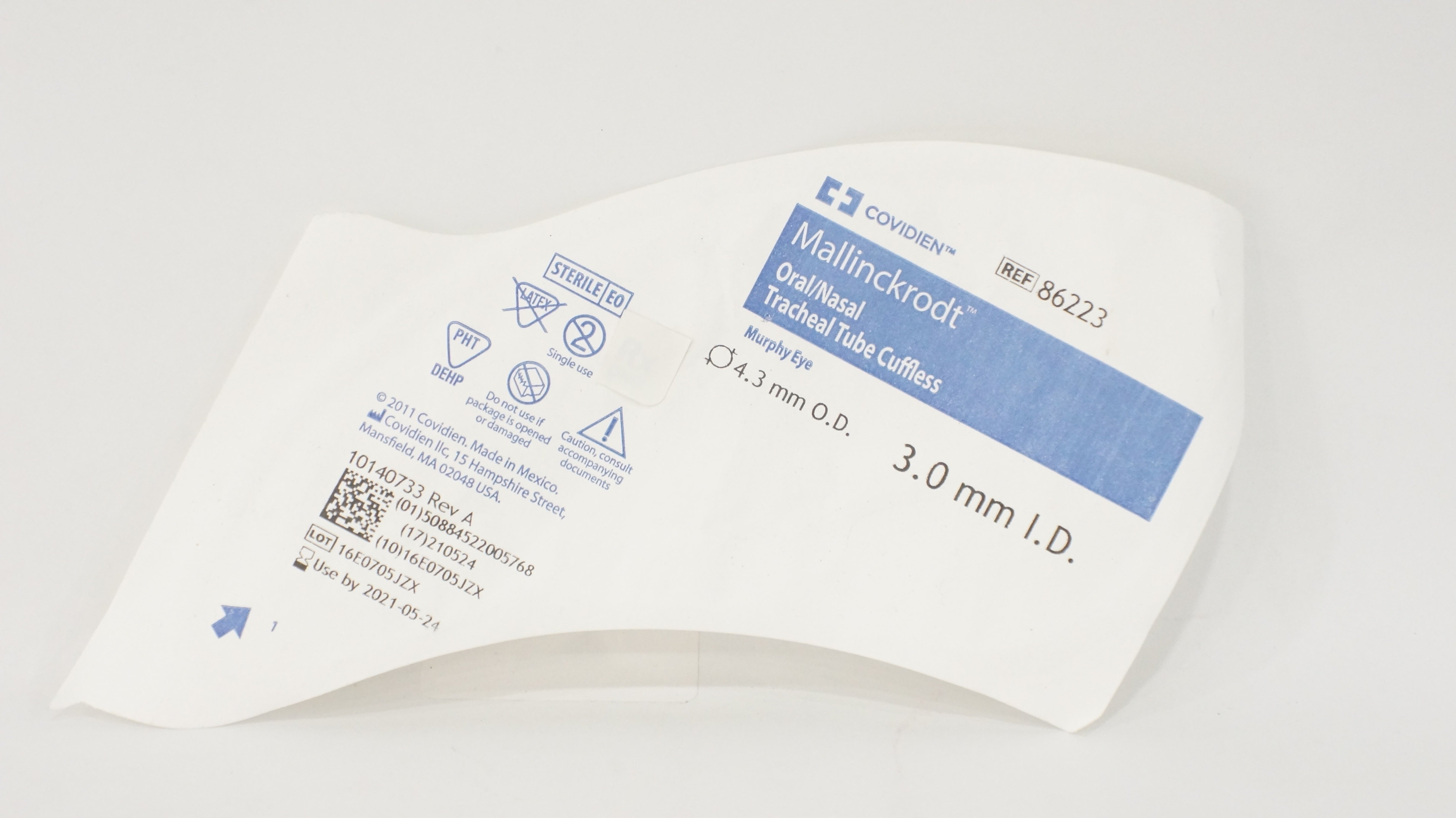 Covidien 86223 Mallinckrodt Oral/Nasal Tracheal Tube Cuffless 3.0ID x 4.3mmOD(x)