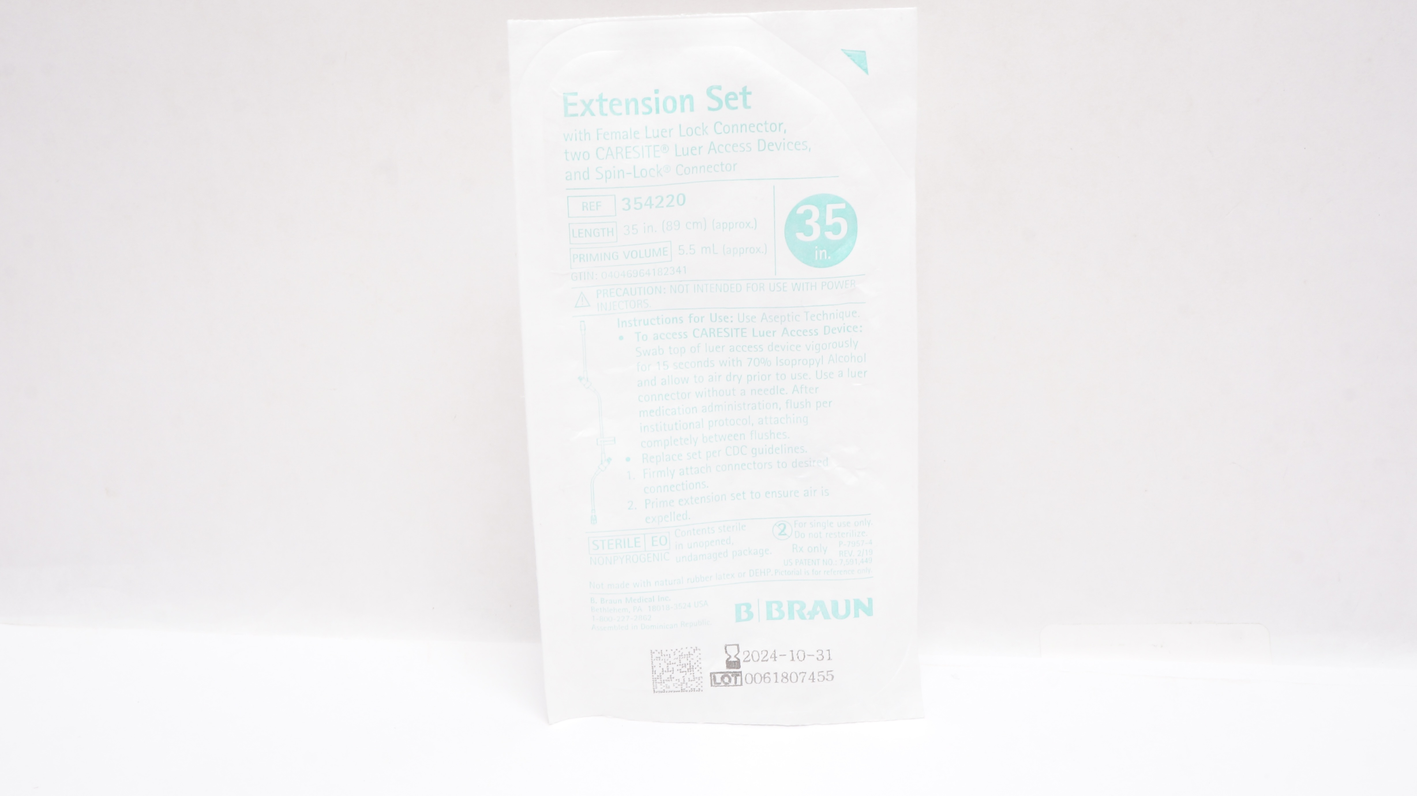 Braun 354220 Extension Set with Female Luer Lock Connector 35inch x 5.5mL