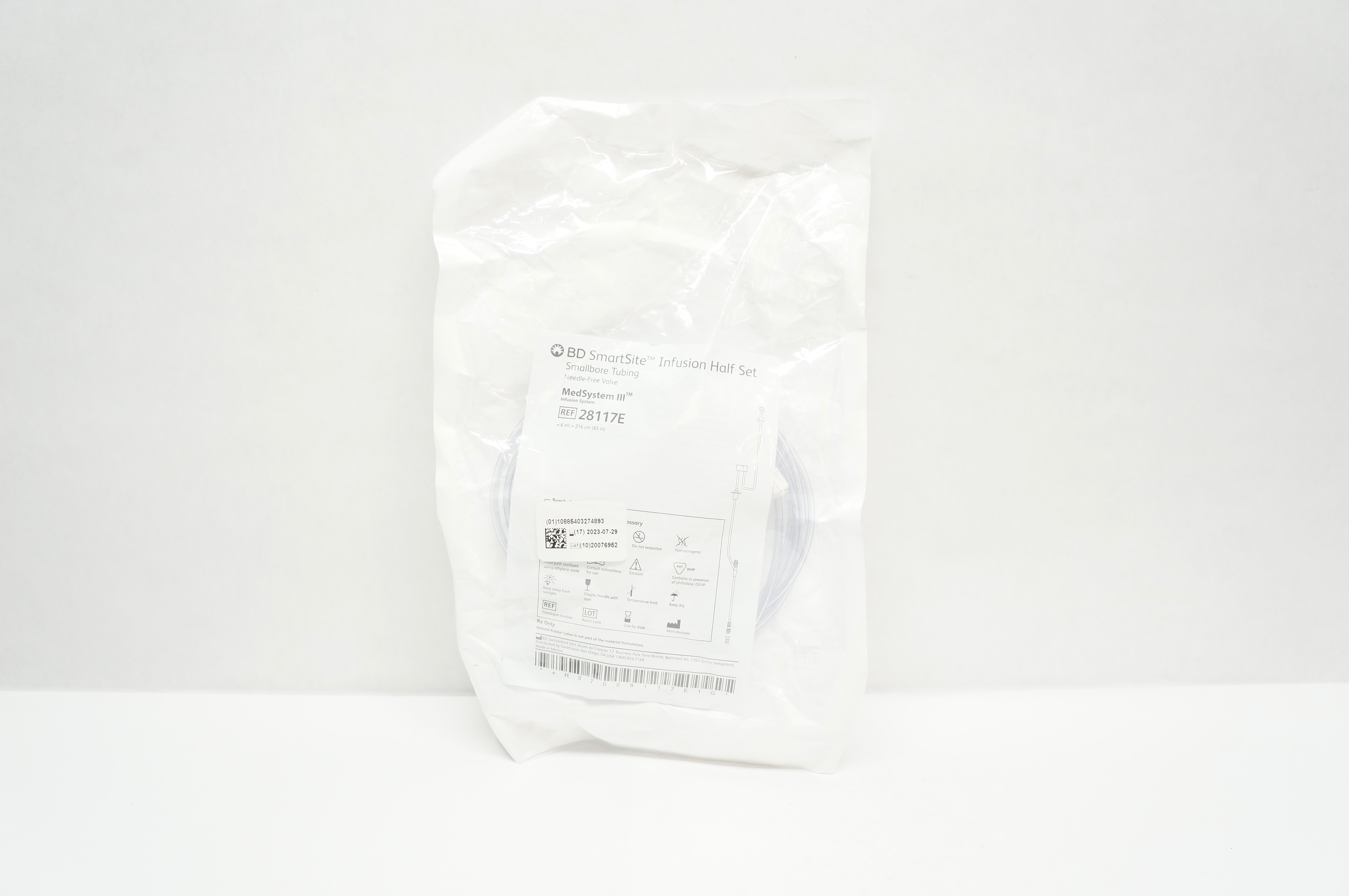 BD 28117E SmartSite Infusion Half Set Smallbore Tubing 6ml x 85inch