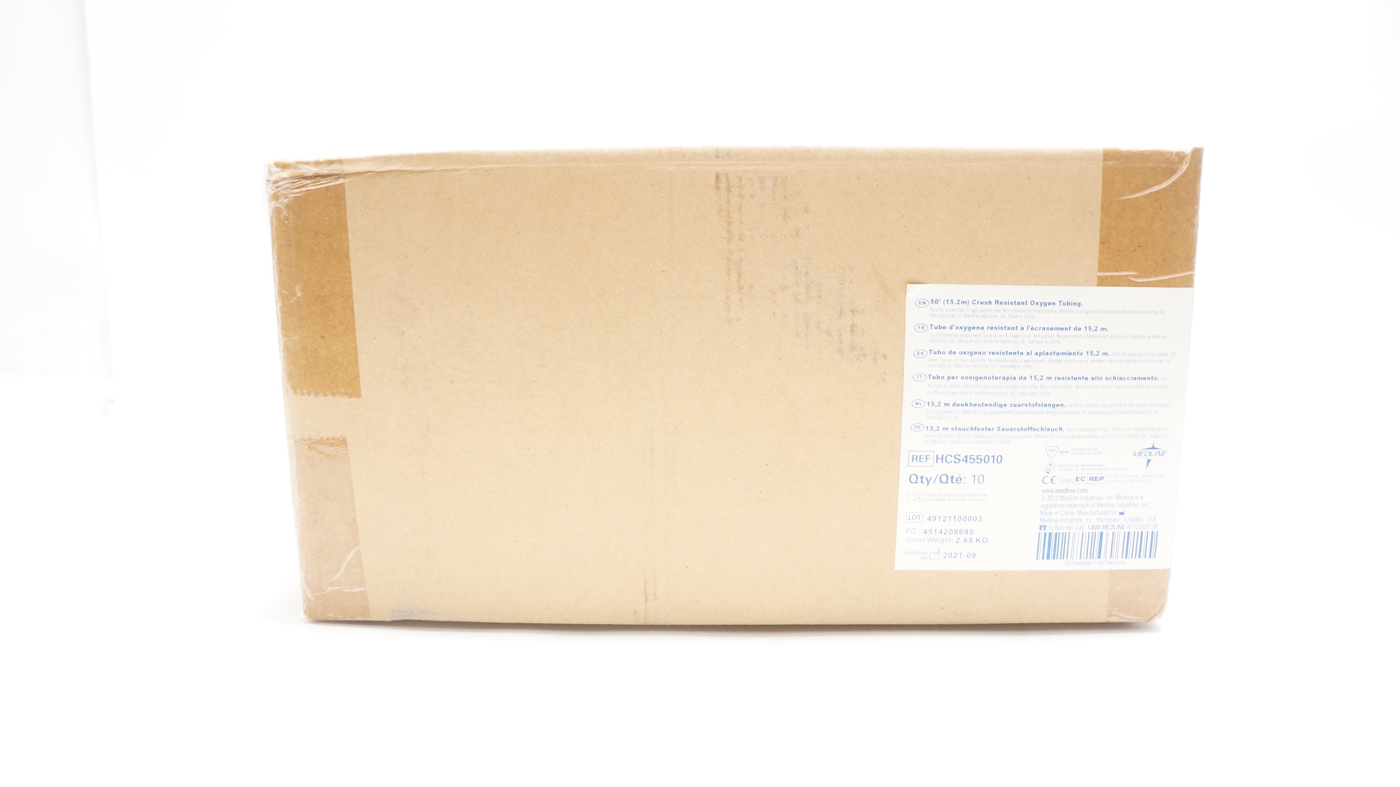 Medline HCS455010 Crush Resistant Oxygen Tubing 50Ft. - Case of 10