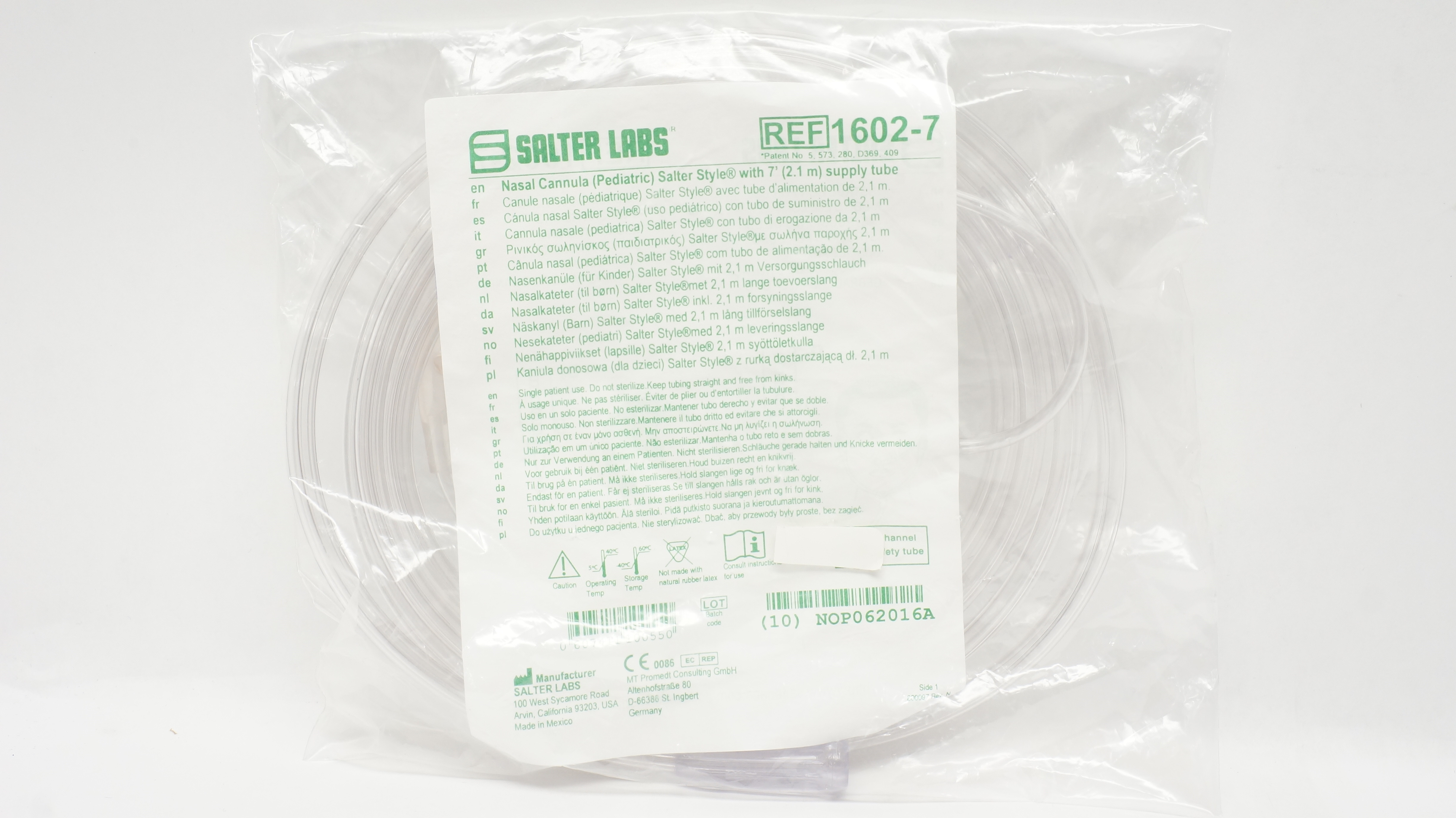 Salter Labs 1602-7 Nasal Cannula Salter-Style w/7Ft. Supply Tube