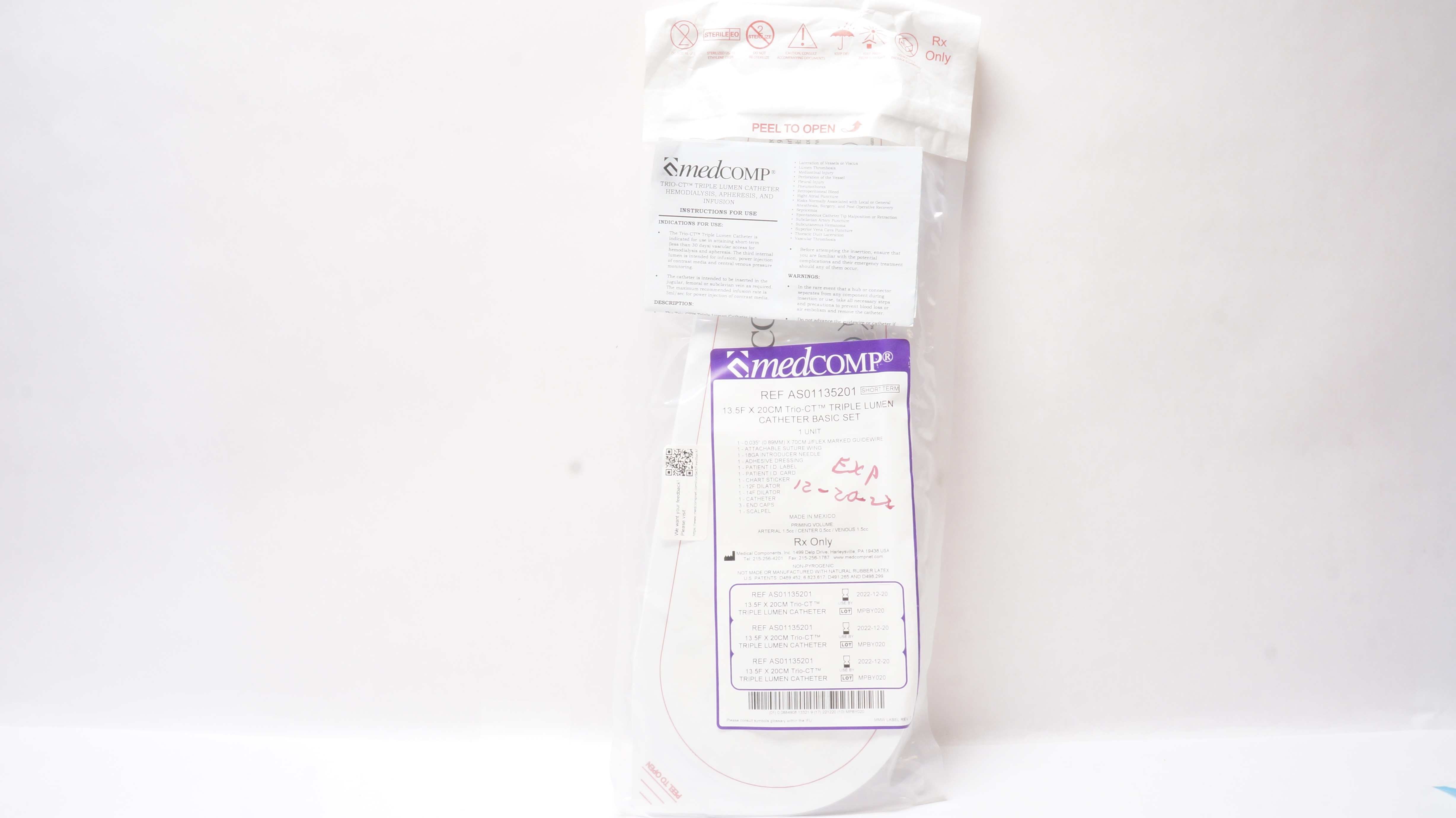 MedComp AS01135201 Trio-Ct Triple Lumen Cath. Basic Set 13.5F x 20cm (x)