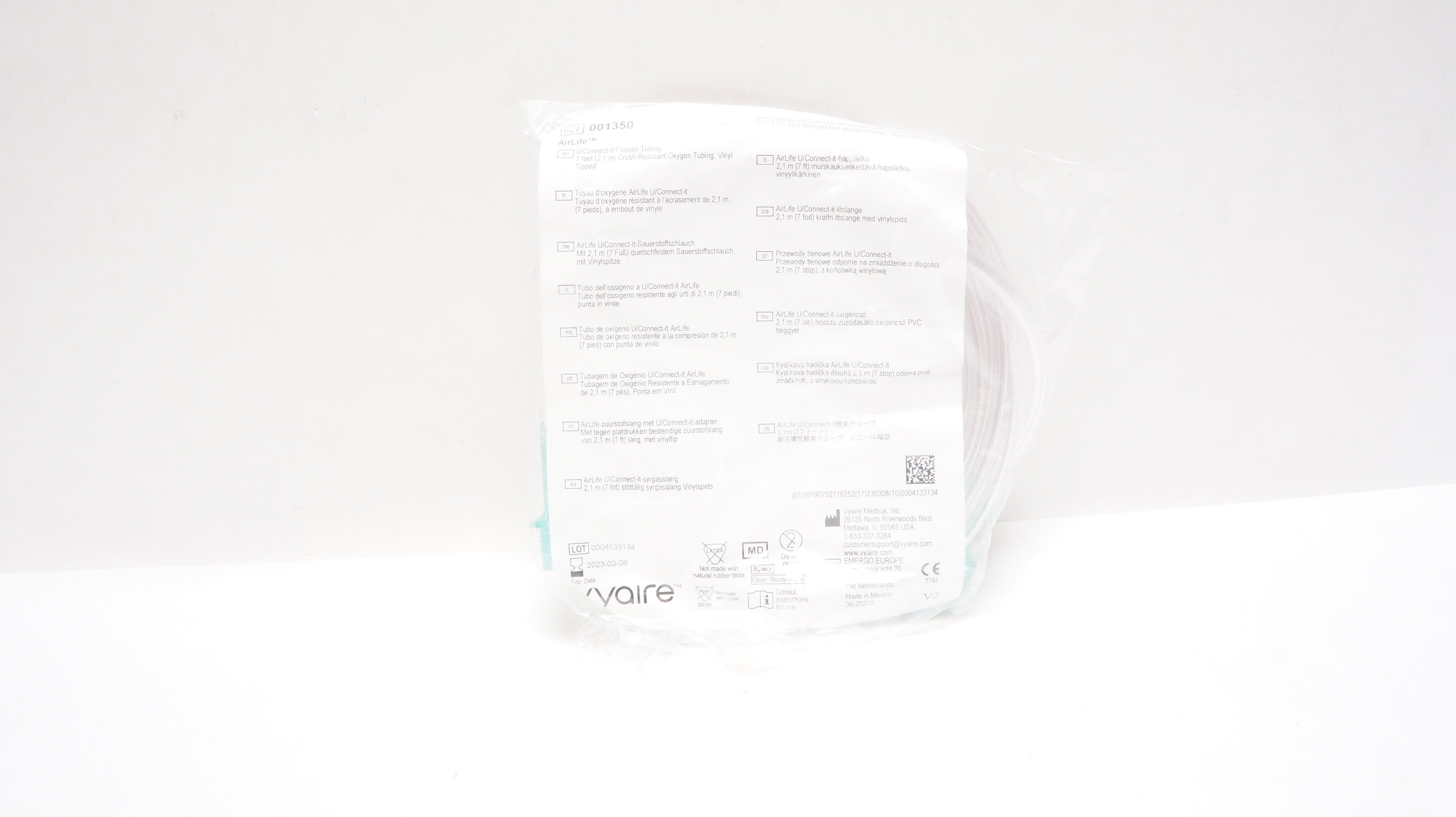 Vyaire 001350 Airlife U/Connect-it Crush Resistant Oxygen Tubing 7ft. (х)