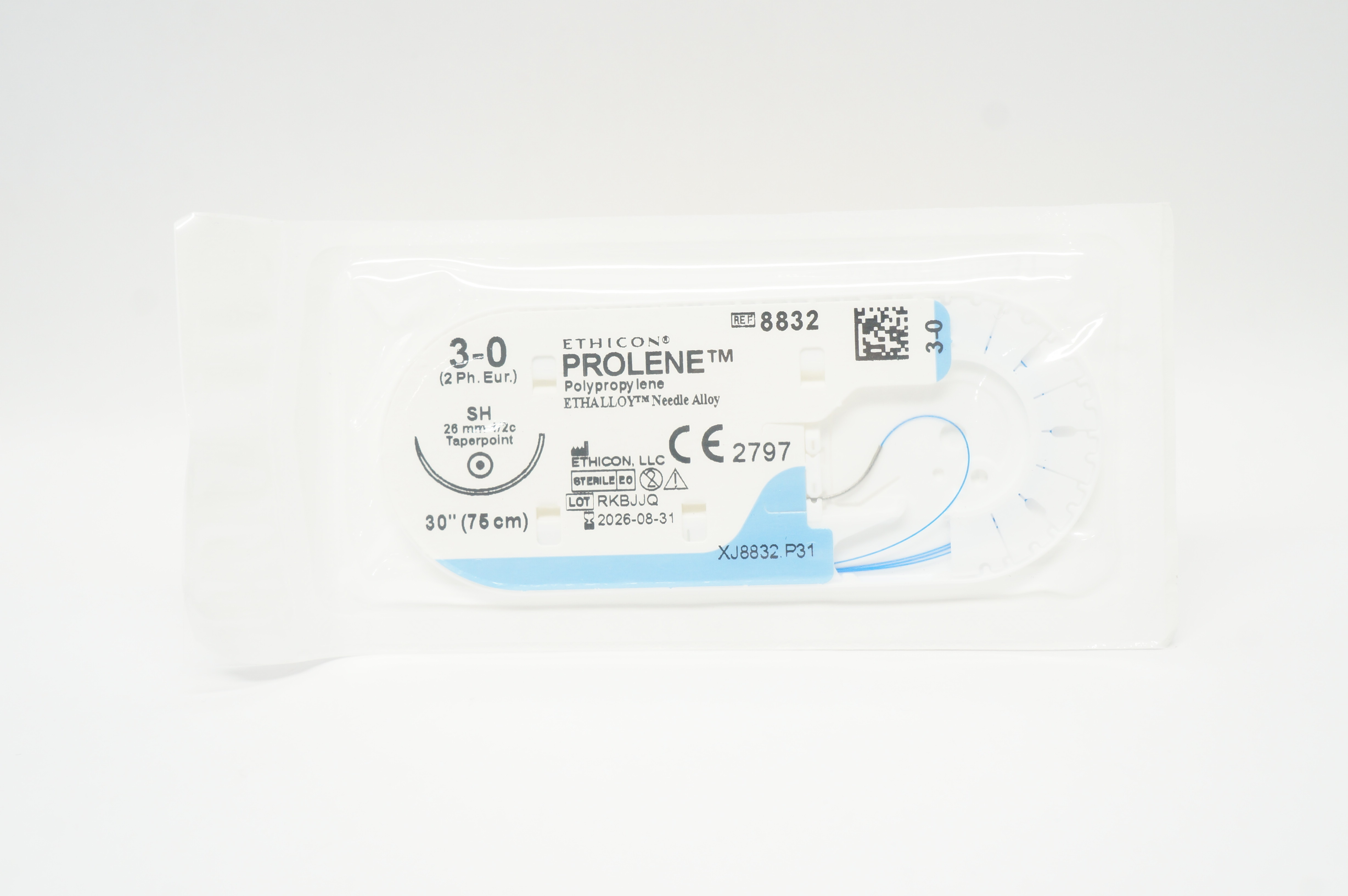 Ethicon 8832 3-0 Prolene Polypropylene Stre SH 26mm 1/2c Taperpoint, 30 inch