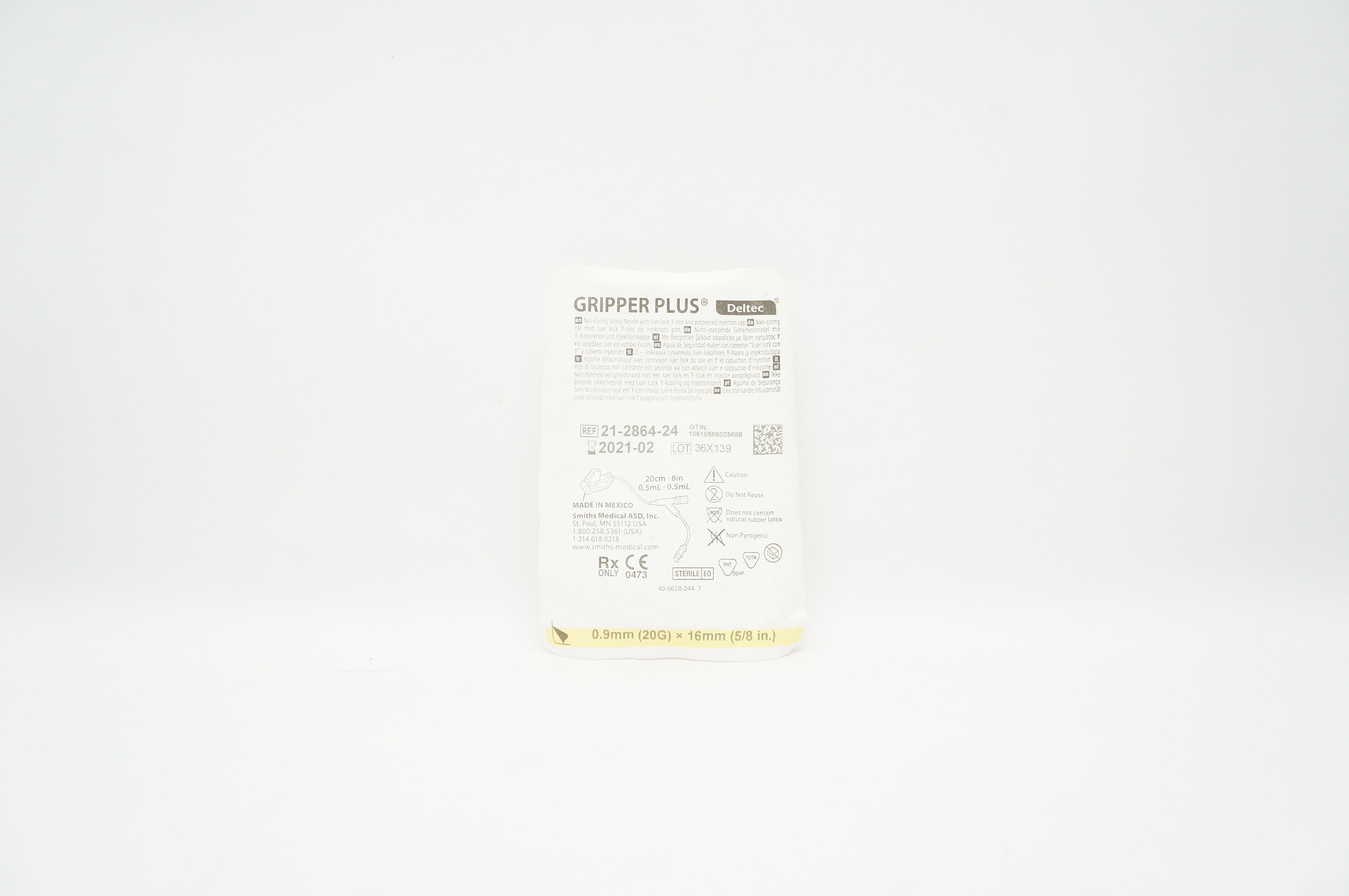 Smiths Medical 21-2864-24 Gripper Plus Non-Coring Ndle  8 inch x 0.5mL (x)