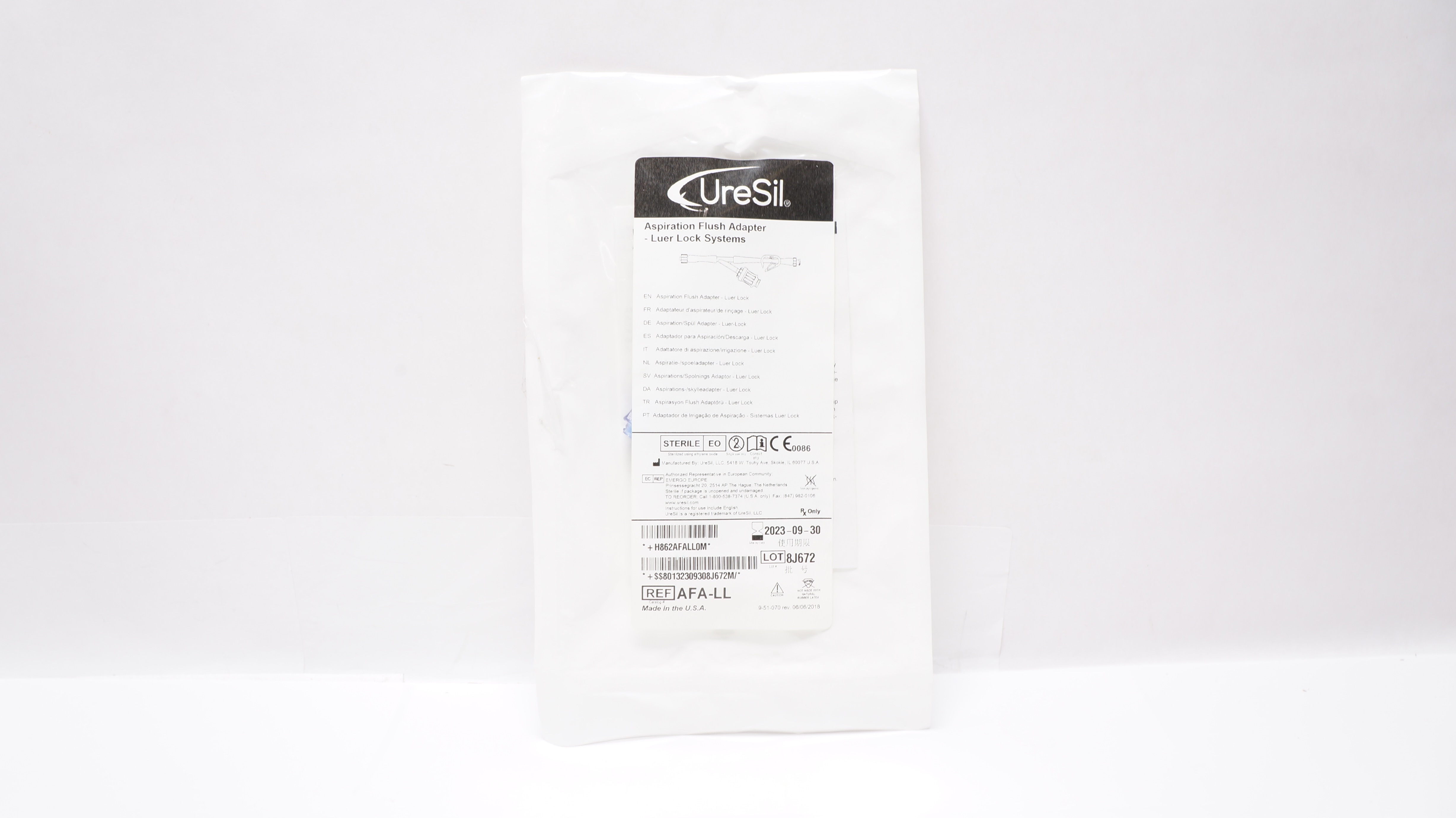 UreSil AFA-LL Aspiration Flush Adapter, Luer Lock Systems (x)